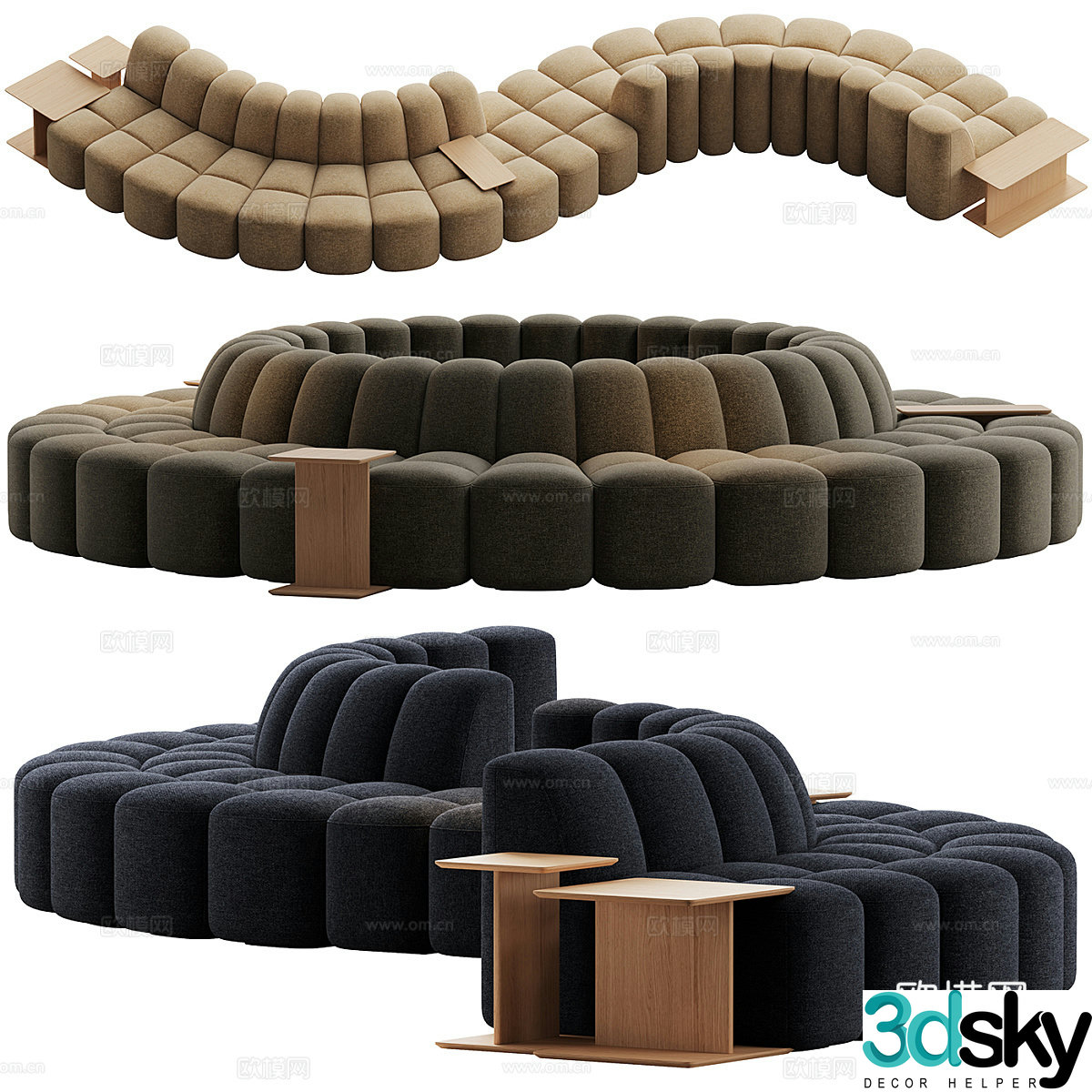 Modern Italian Mdf Italia modular sofa 3d model
