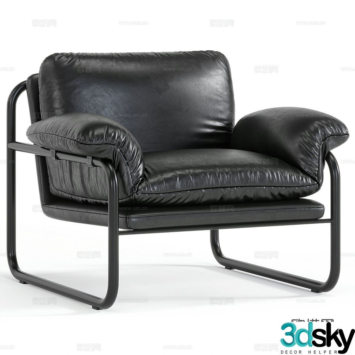 Modern Italian Desmond Leather Armchair 3d Model