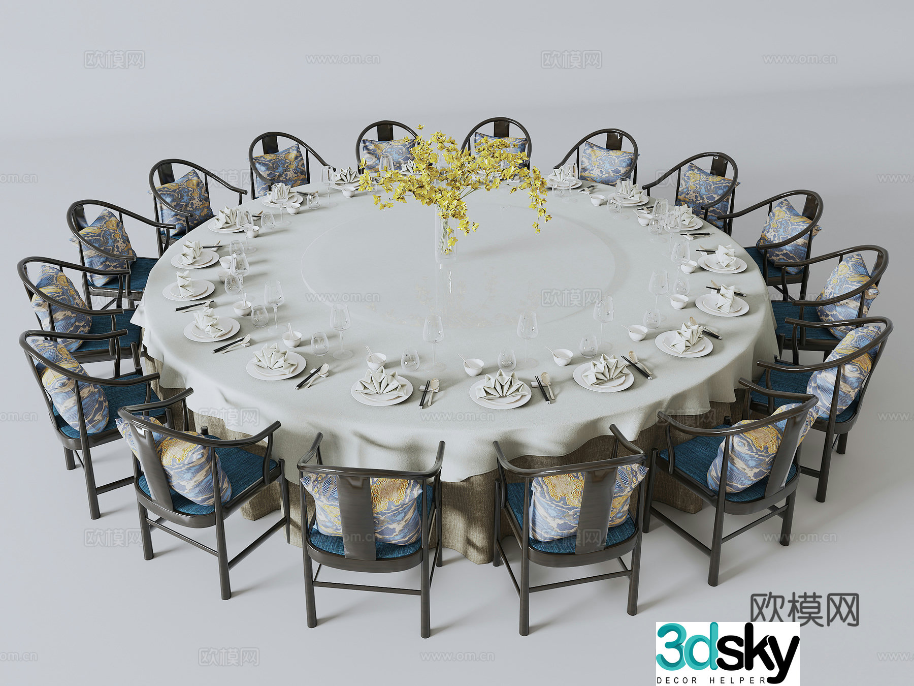 New Chinese private room dining table 3D model