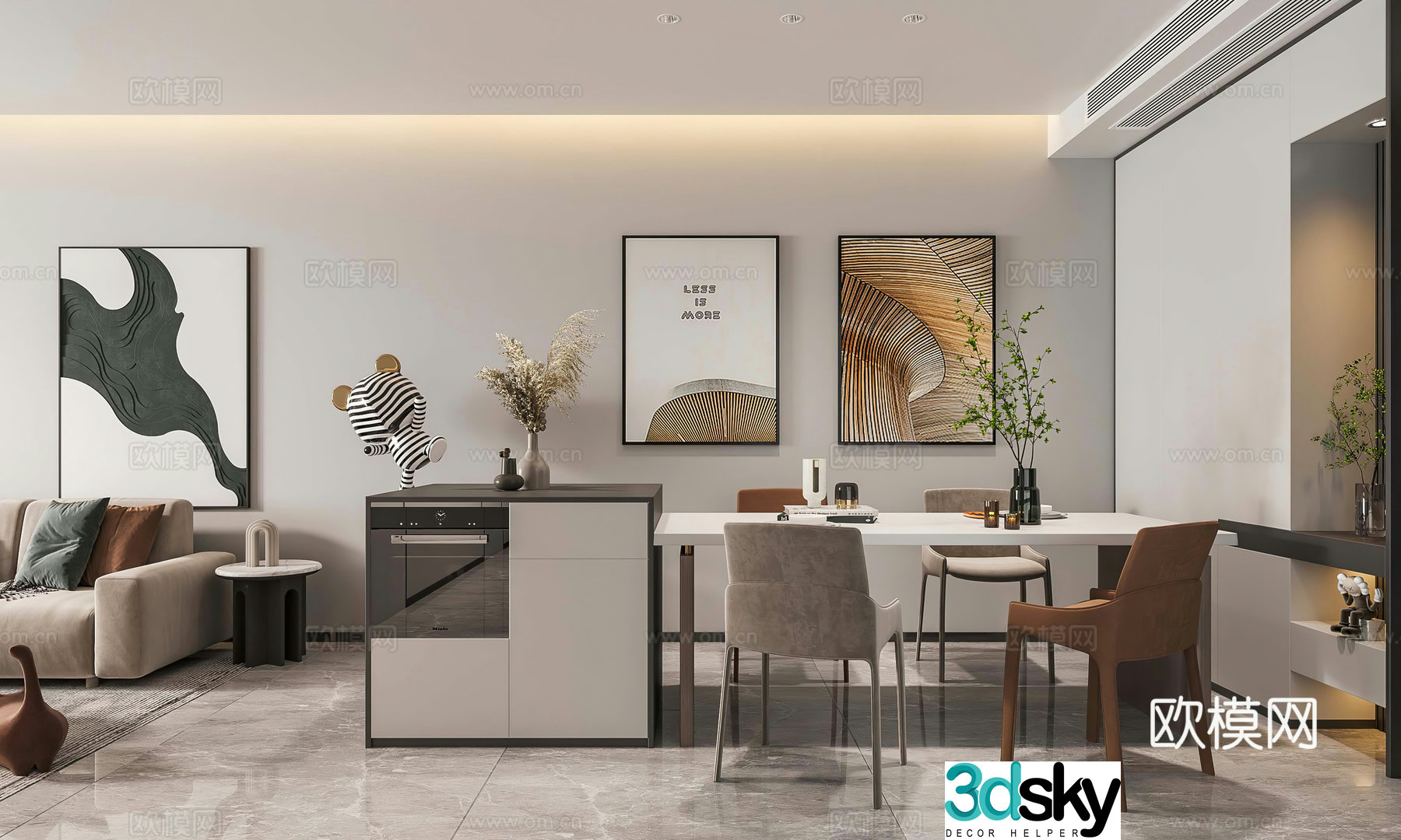 Modern restaurant island bar modern living restaurant light luxury restaurant simple restaurant ornament 3d model