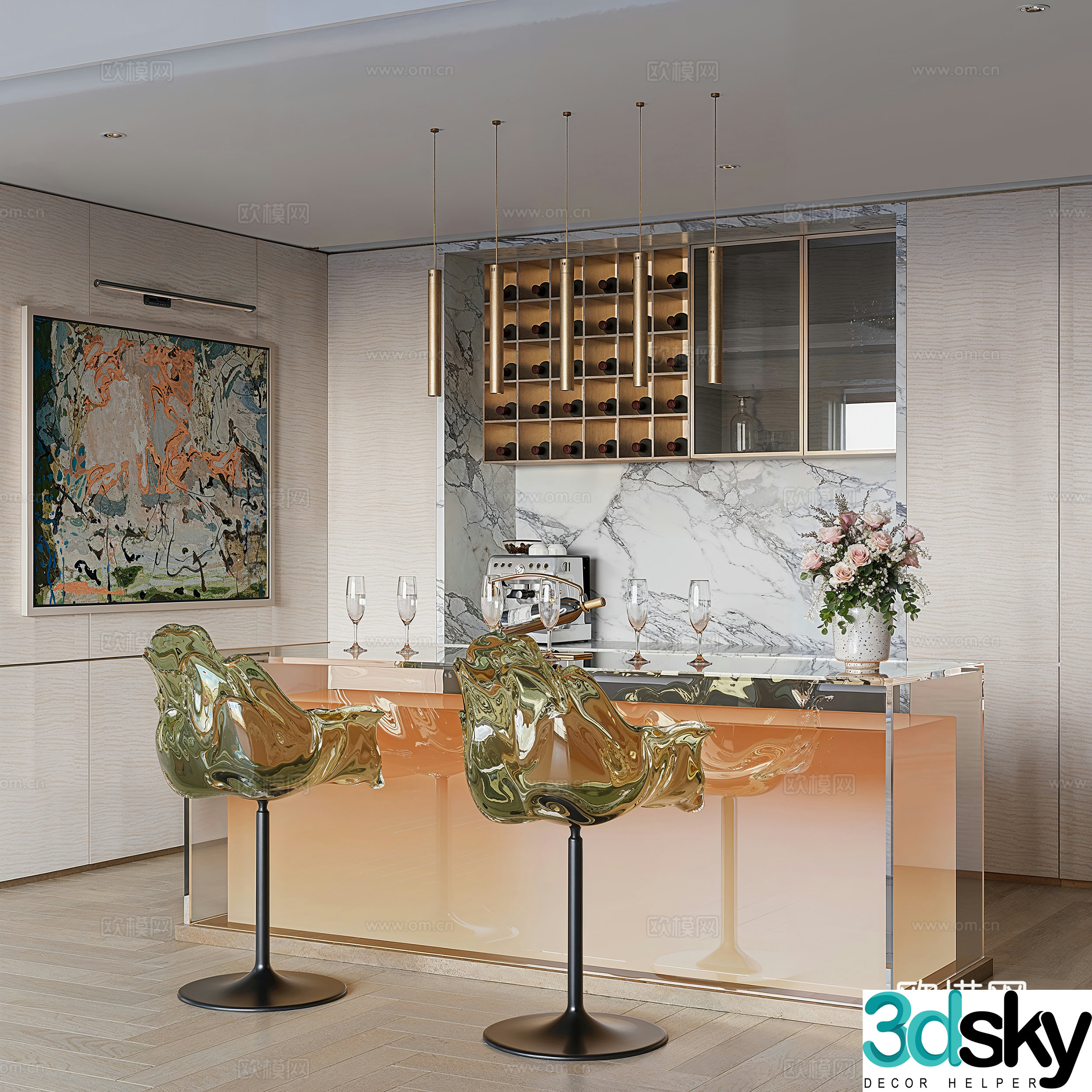 Modern bar area 3D model