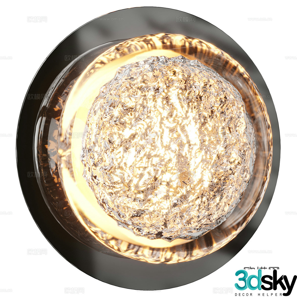 Modern light luxury round gem wall lamp 3d model