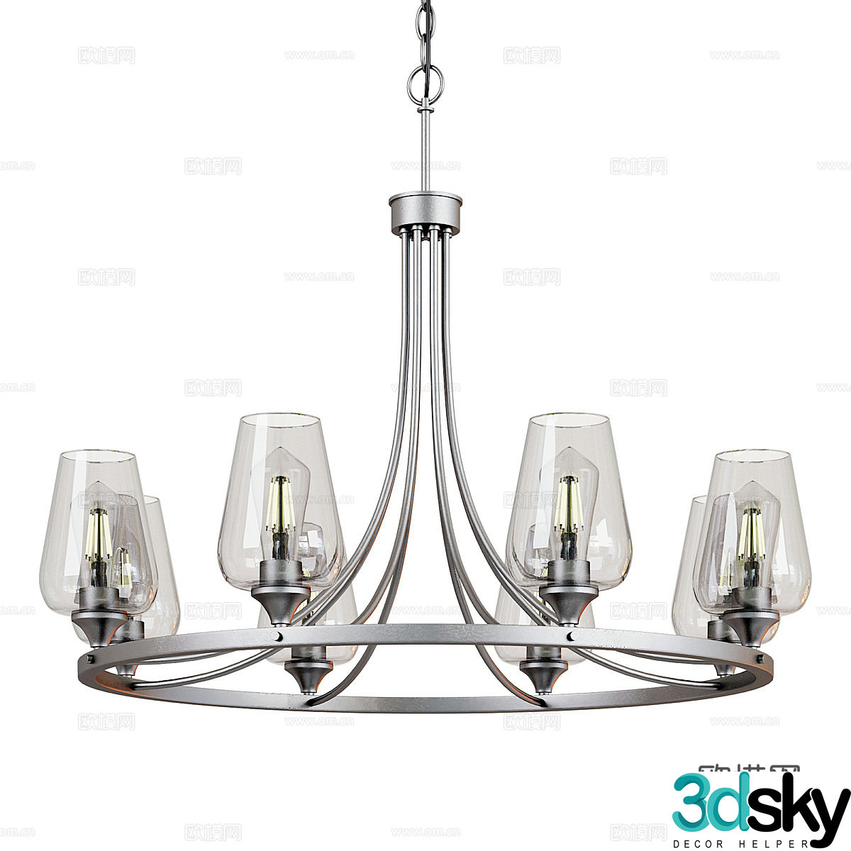 New Chinese light luxury Ashford ring chandelier 3D model