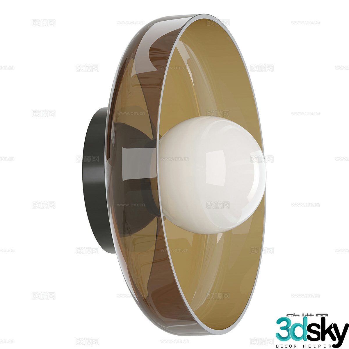 New Chinese round glass wall lamp 3D model