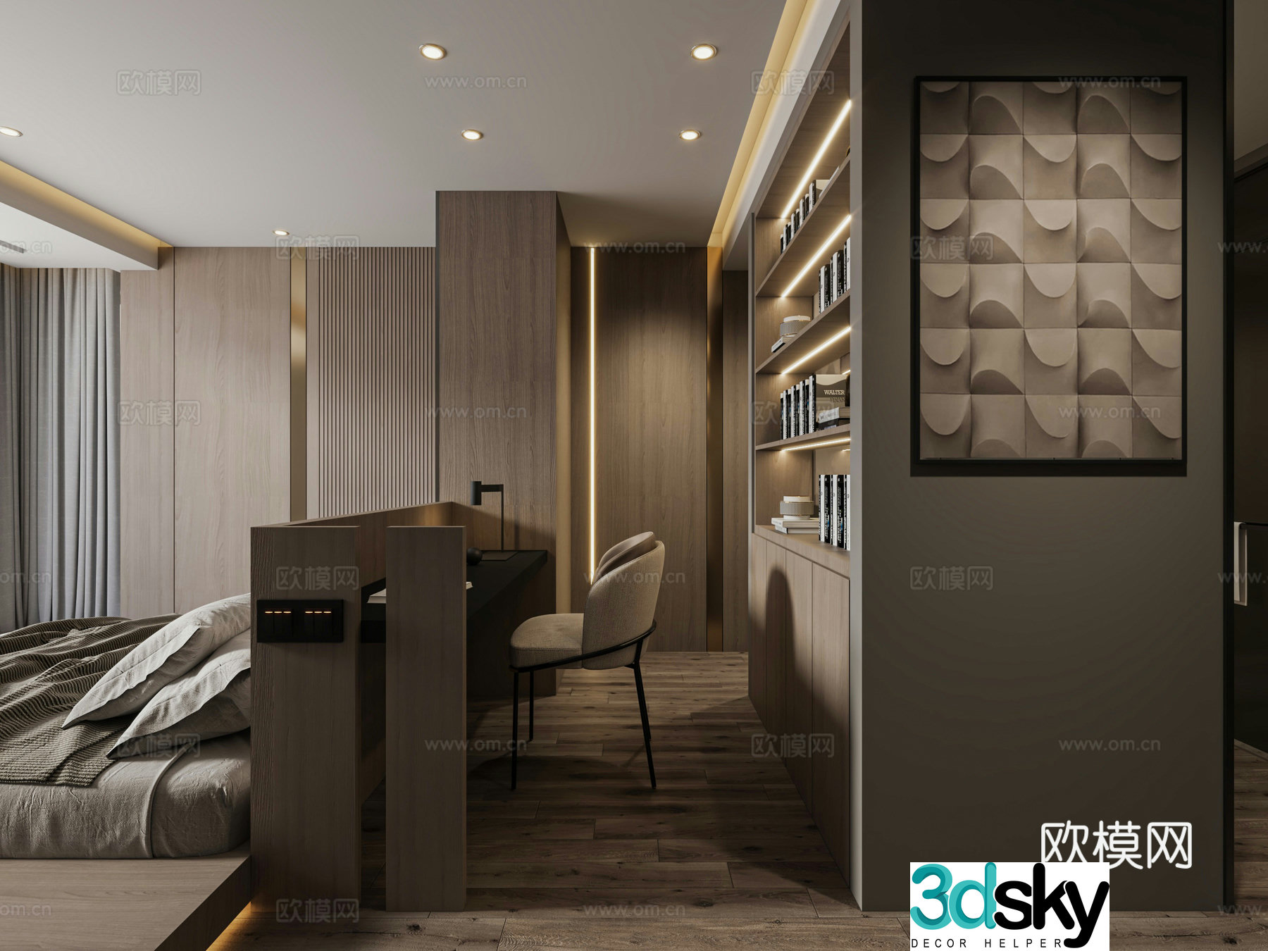 Modern master bedroom 3D model