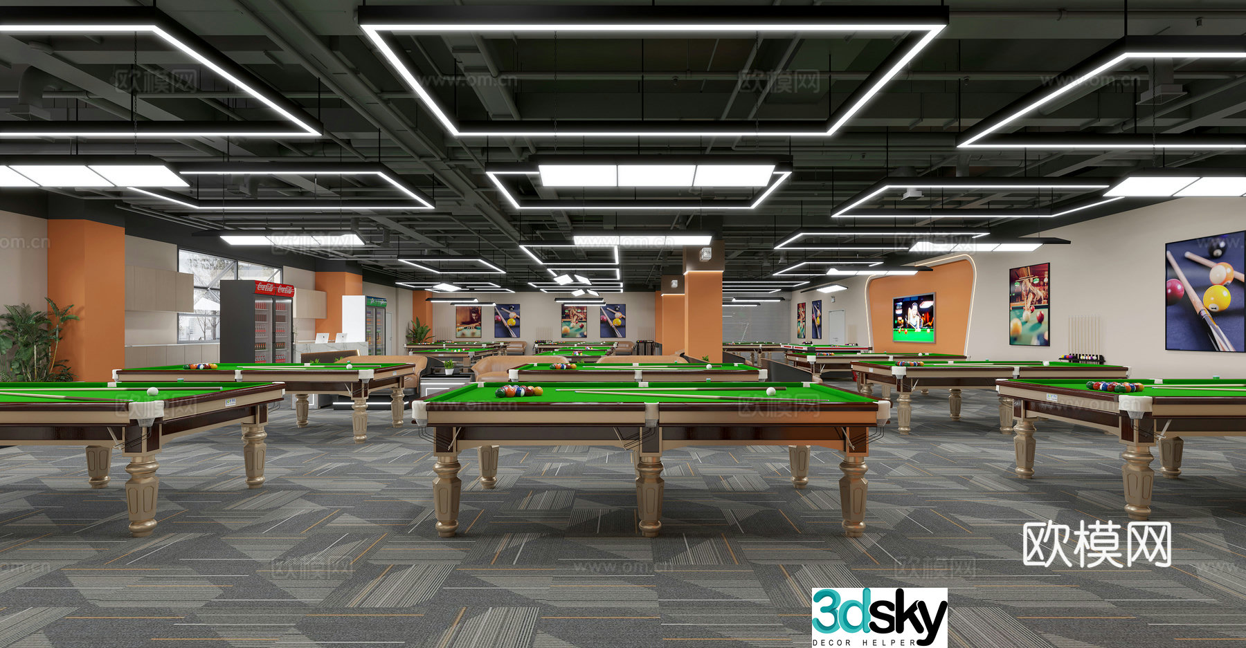 Modern billiard room billiard room 3d model