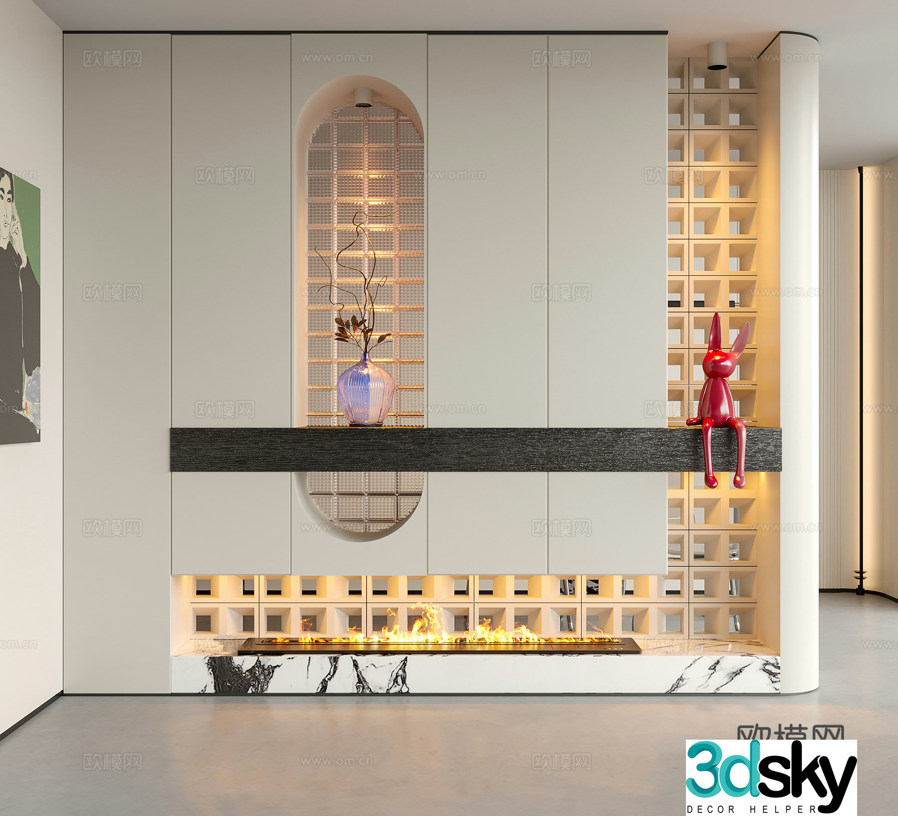 Modern decorative entrance door entrance entrance door door partition 3D model