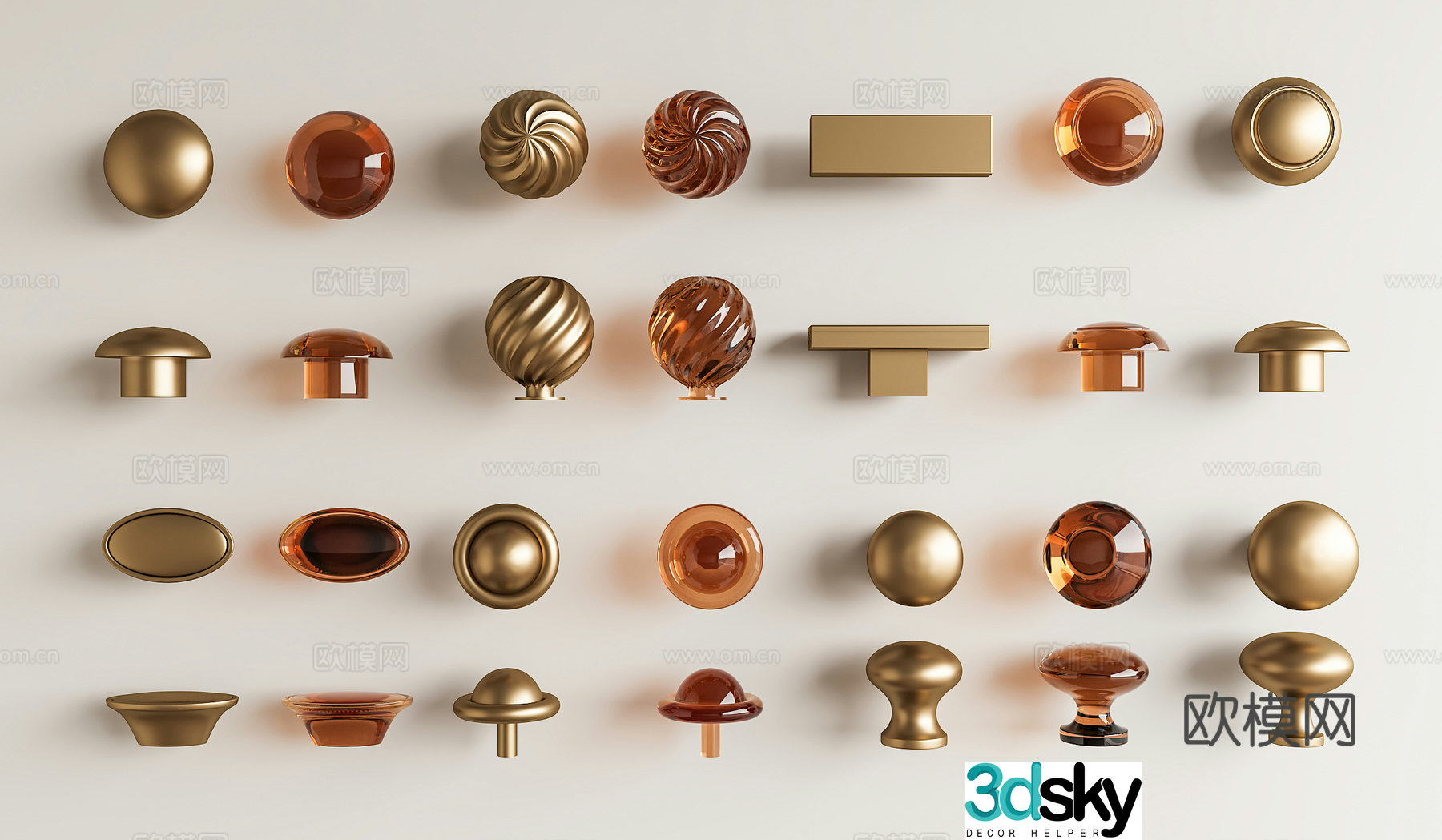 French handle cabinet door handle cabinet door handle metal handle crystal handle round handle 3d model
