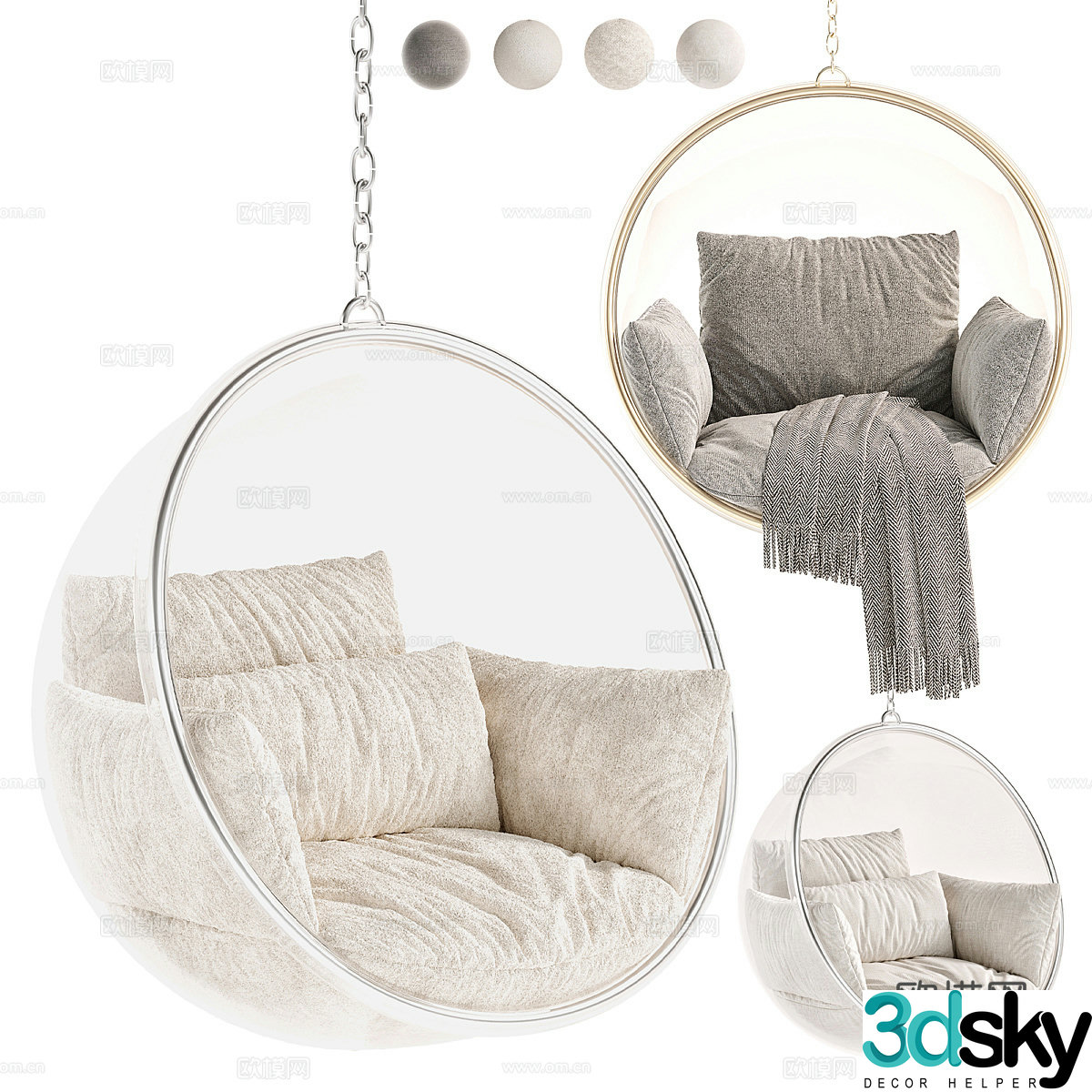 Modern acrylic glass hanging chair 3d model