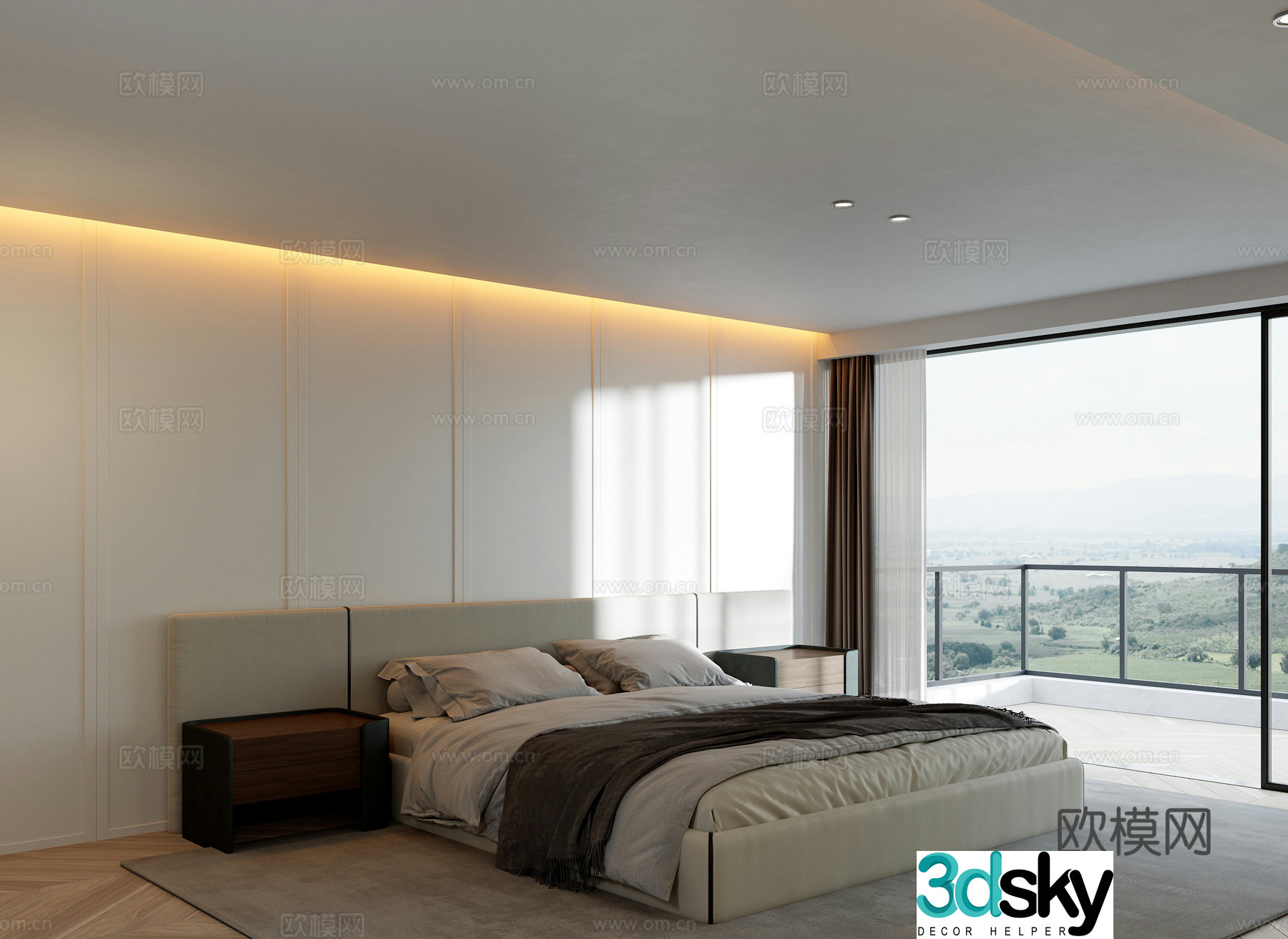 French minimalist bedroom premium gray bedroom master light bedroom master bedroom 3d model