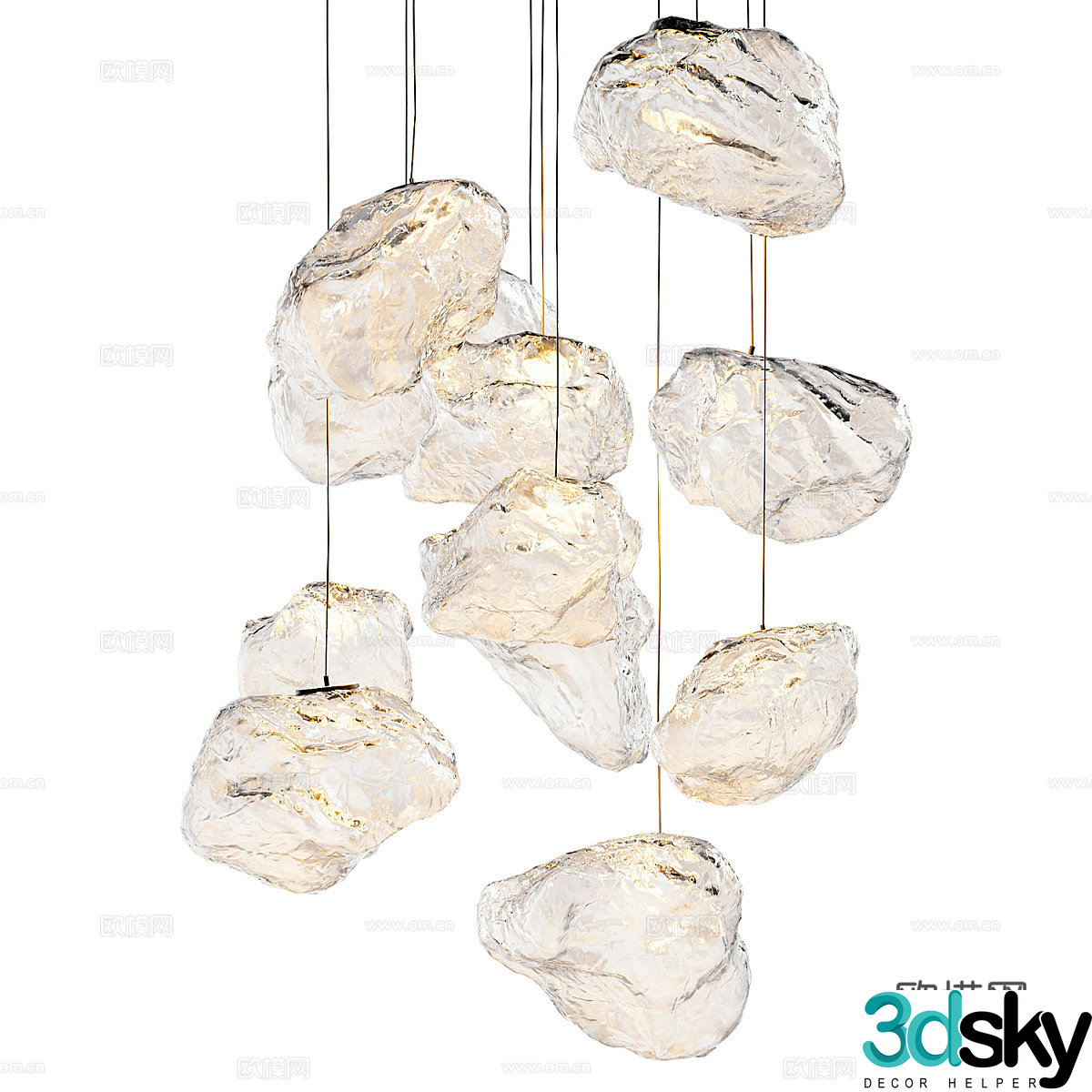 Modern light luxury gem chandeliers 3D model