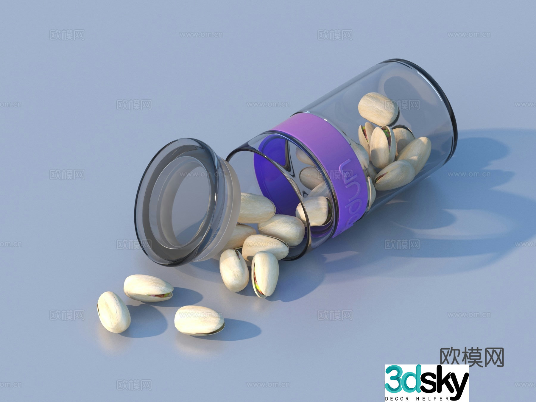 Pistachio Dried Fruit Glass Bottle 3D Model