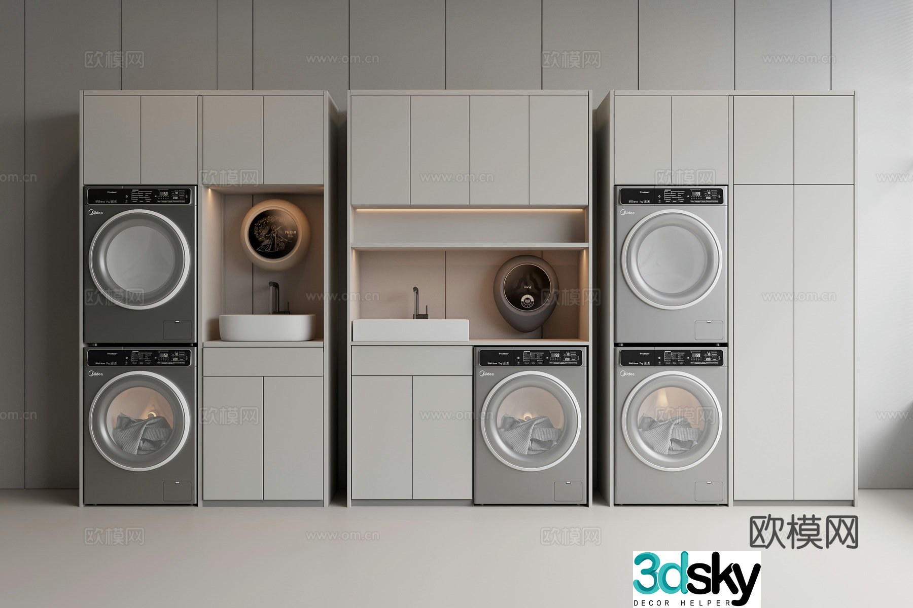 Washing machine combination cabinet bathroom cabinet drum washing machine mini washing machine washing and drying machine 3d model