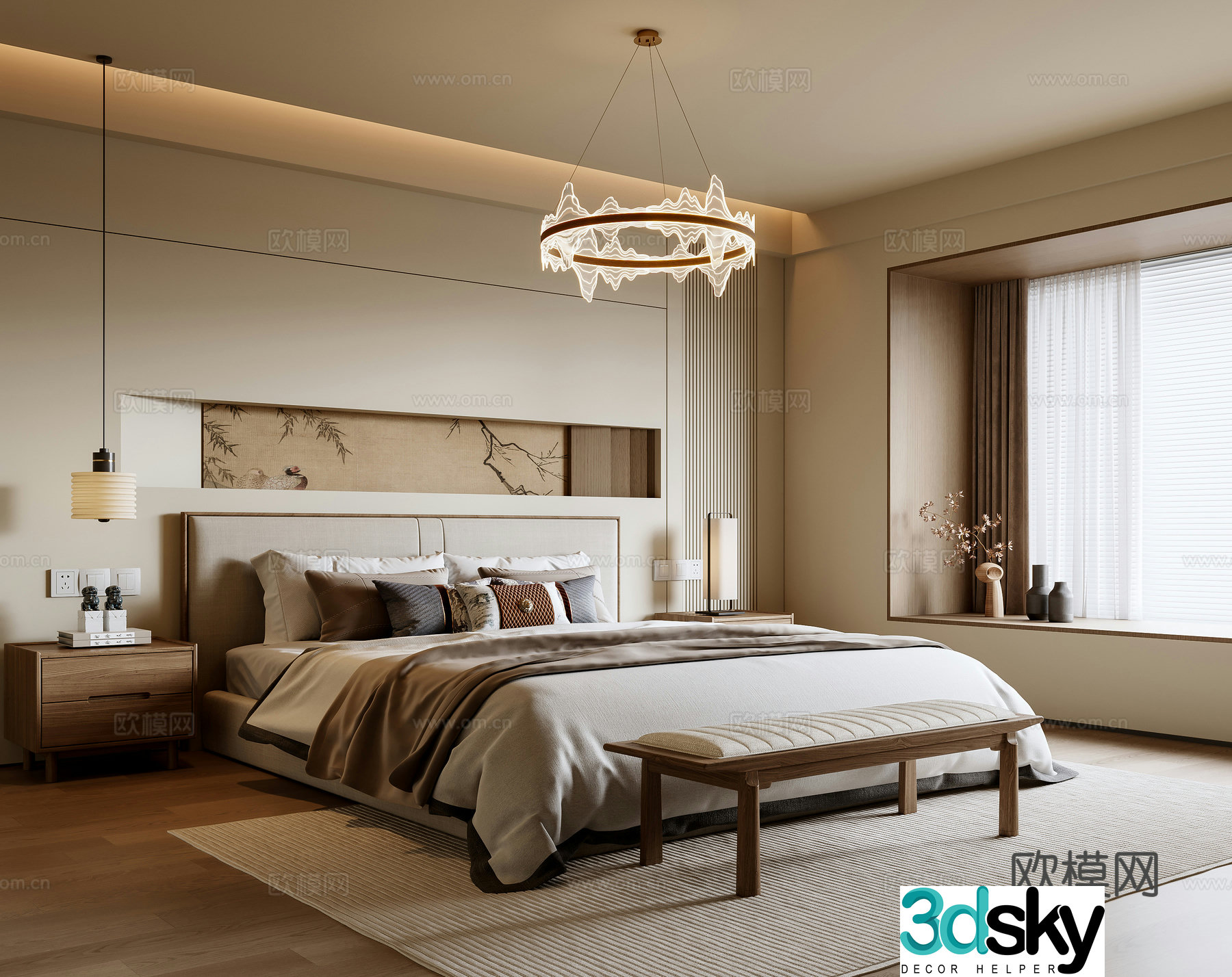 New Chinese bedroom 3D model