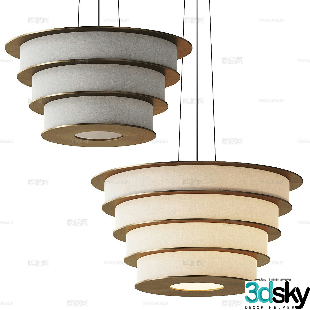 New Chinese Light Luxury CPRN Homood Multi-layer Chandelier 3D Model