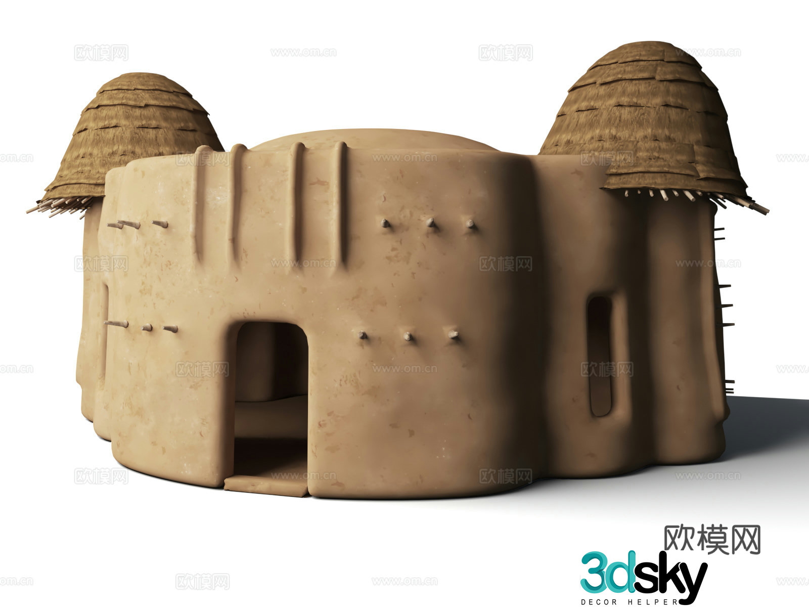 Ancient Primitive Man Thatched House Architecture Ancient Man Ruins Thatched House Primitive Man Tribe Middle 3D Model