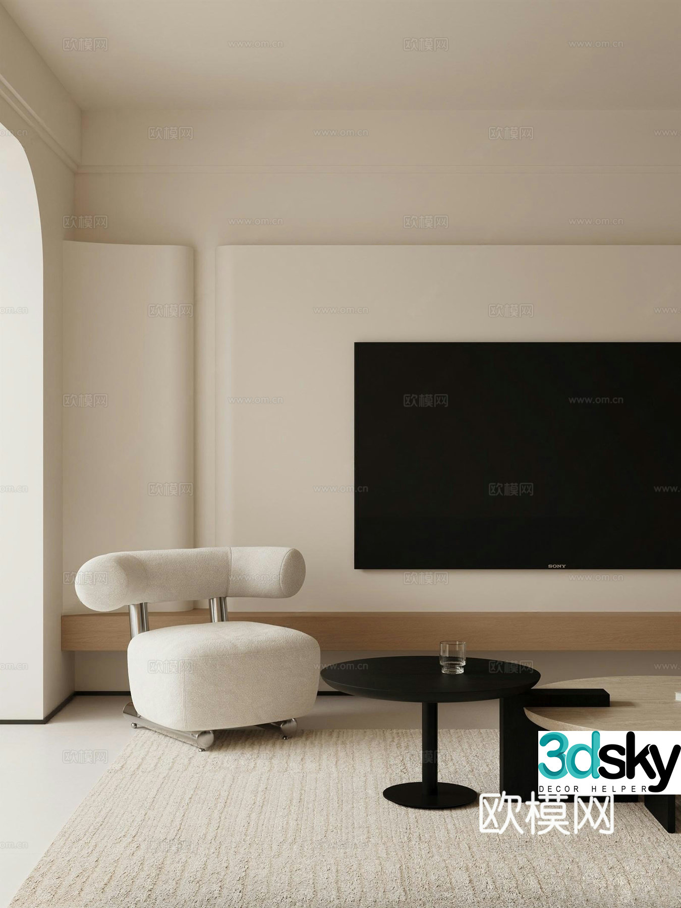 Modern living and dining room_sofa_dining table and chair 3D model