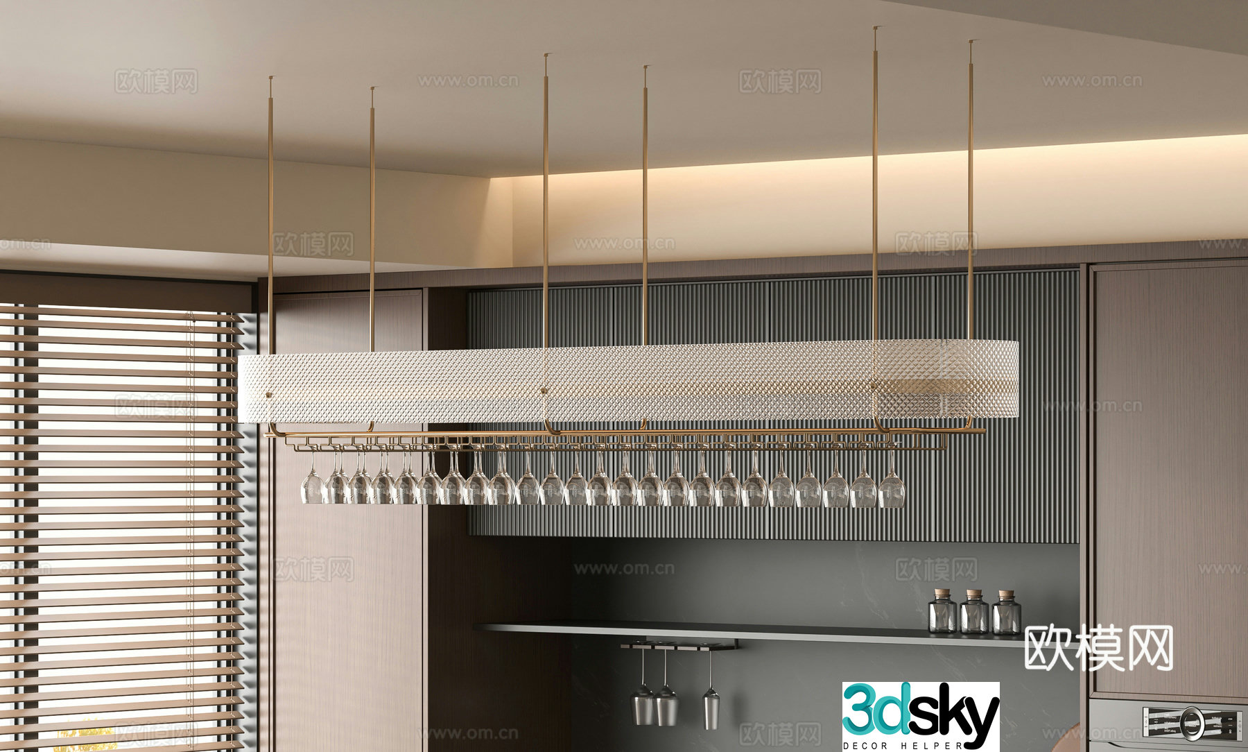 Modern bar chandeliers 3d model