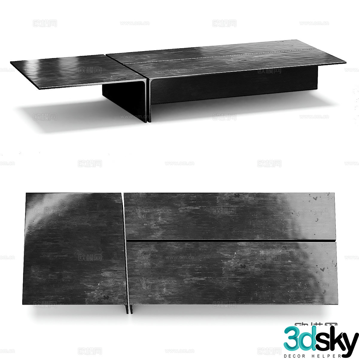 Modern Italian minimalist Henge Echo Metal Coffee Table 3D Model
