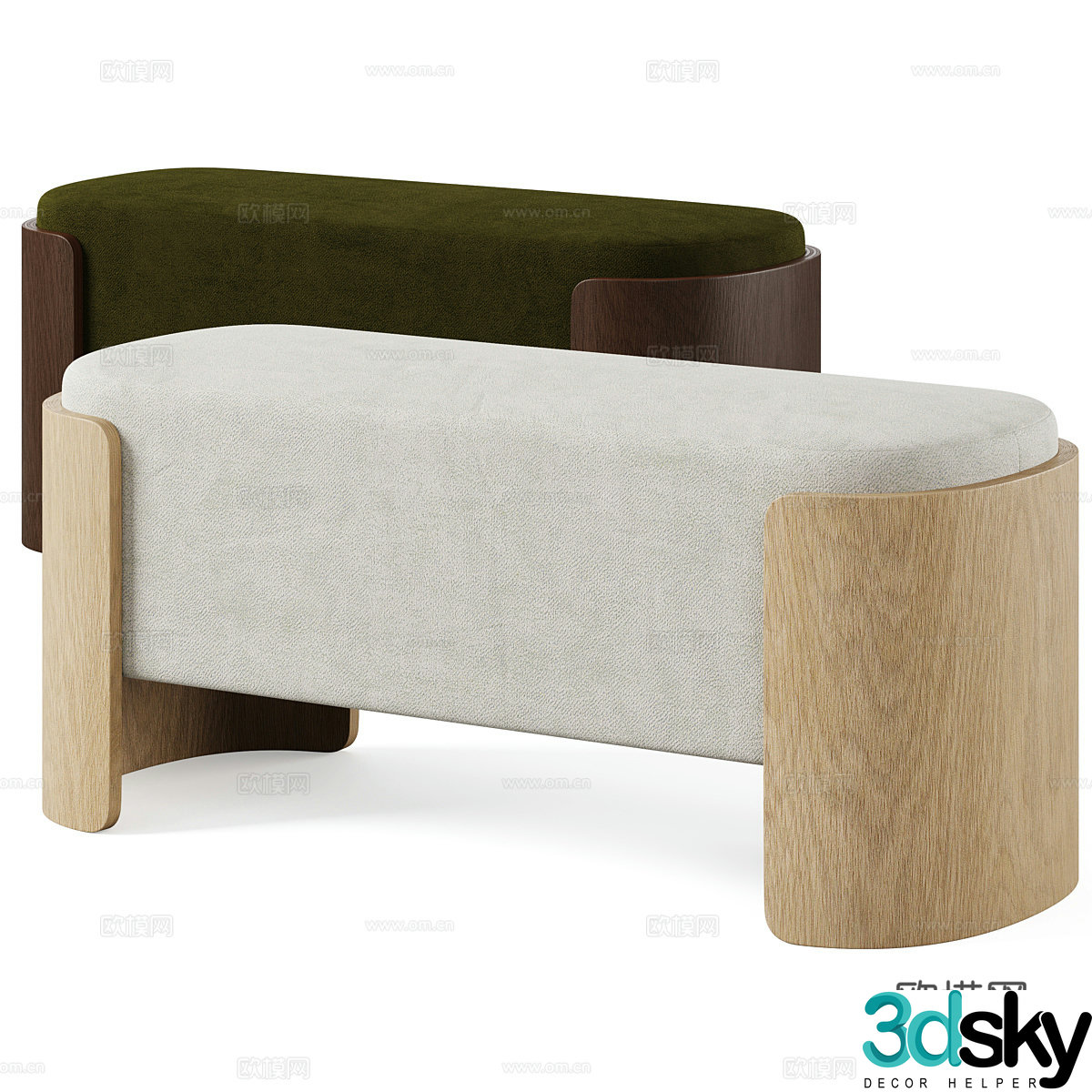 New Chinese Banquette Lagom bench 3D model