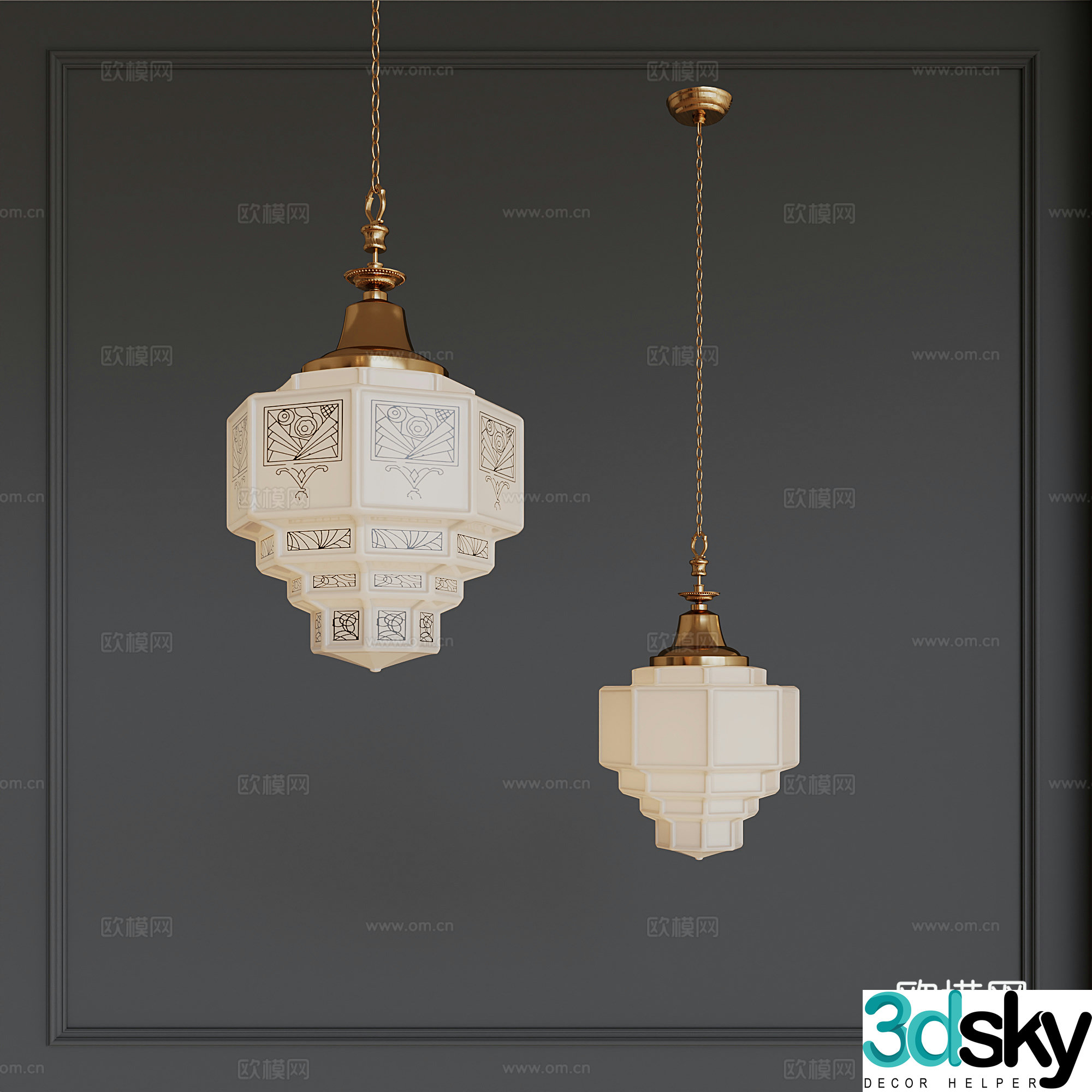 French Cream Chandelier 3d Model