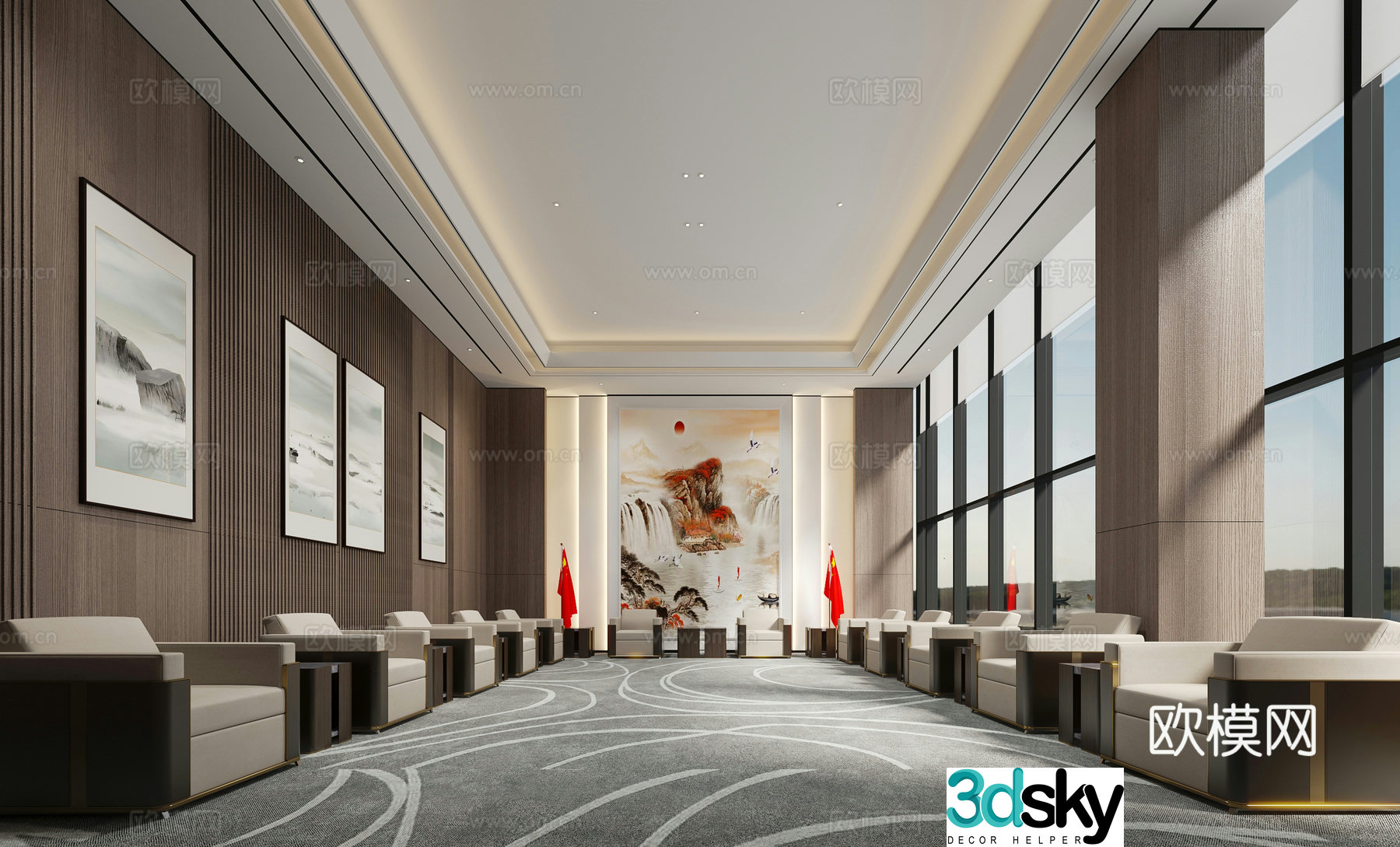 Modern office reception room 3d model