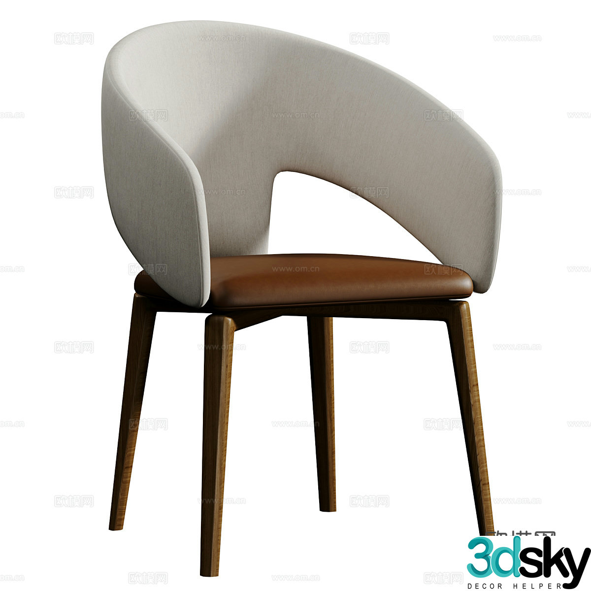 New Chinese style Kate single chair 3D model