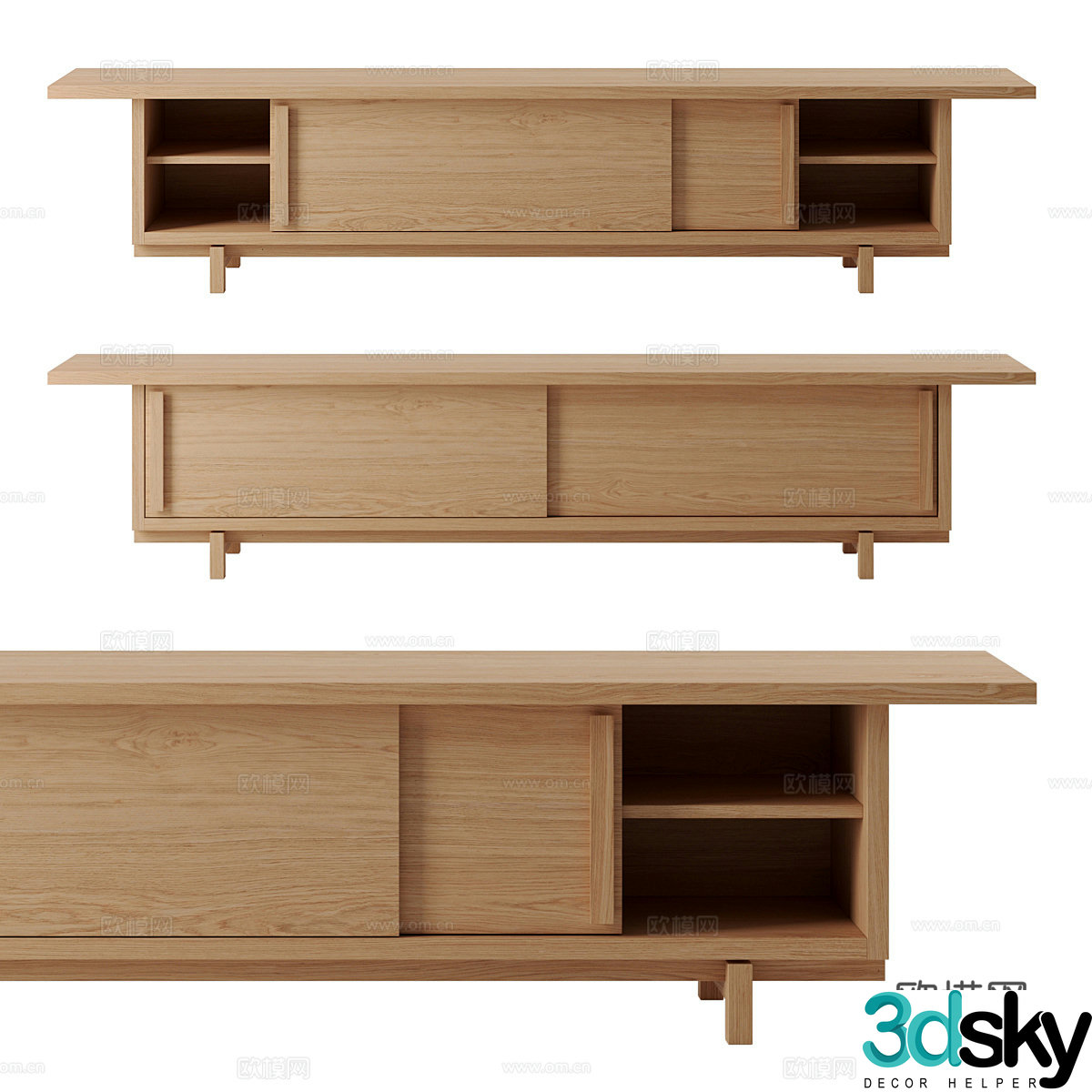 Middle-aged TV Cabinet Wasabi Wind TV Cabinet Solid Wood TV Cabinet Bedroom TV Cabinet Solid Wood Low Cabinet 3D Model