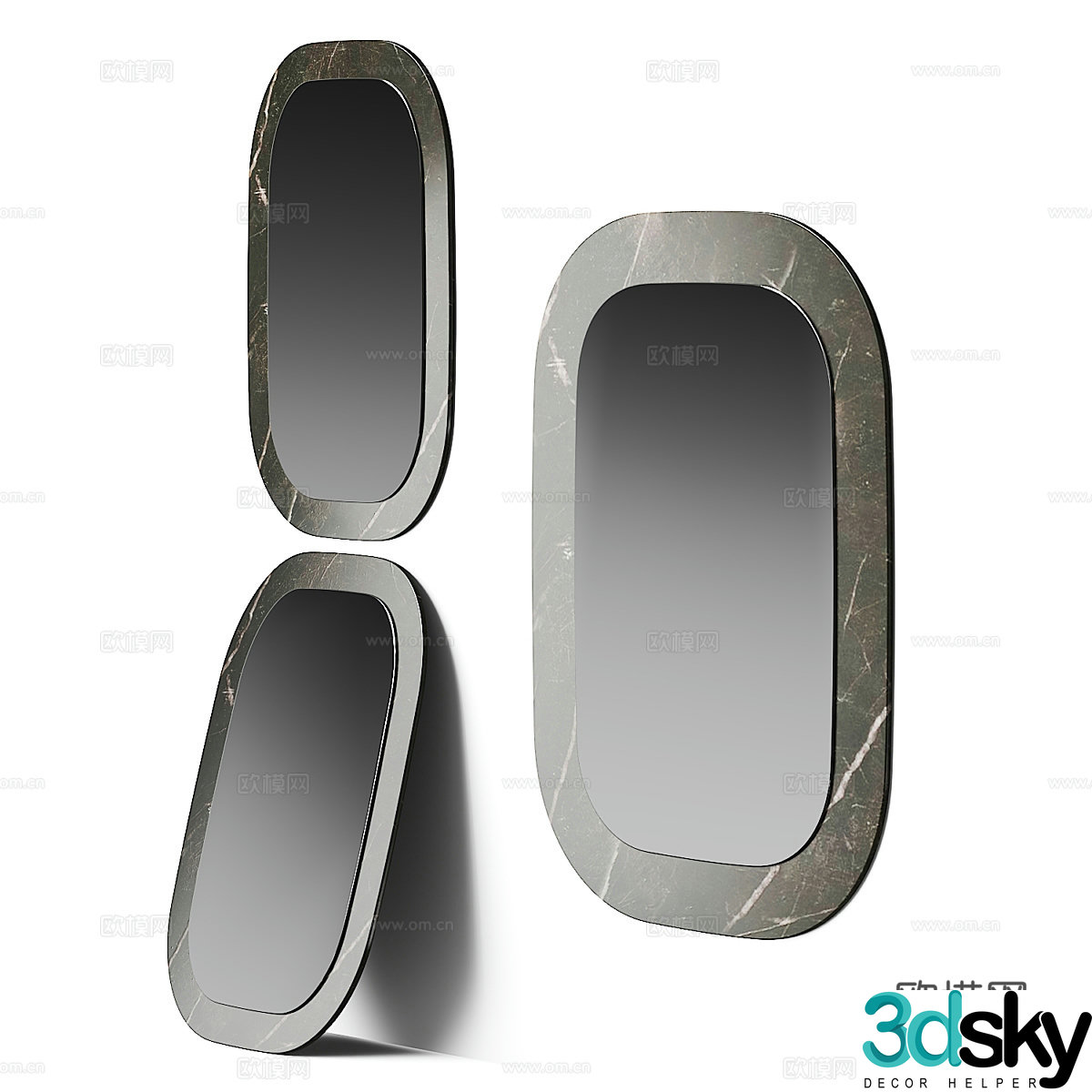 Modern Italian marble border decorative mirror 3d model