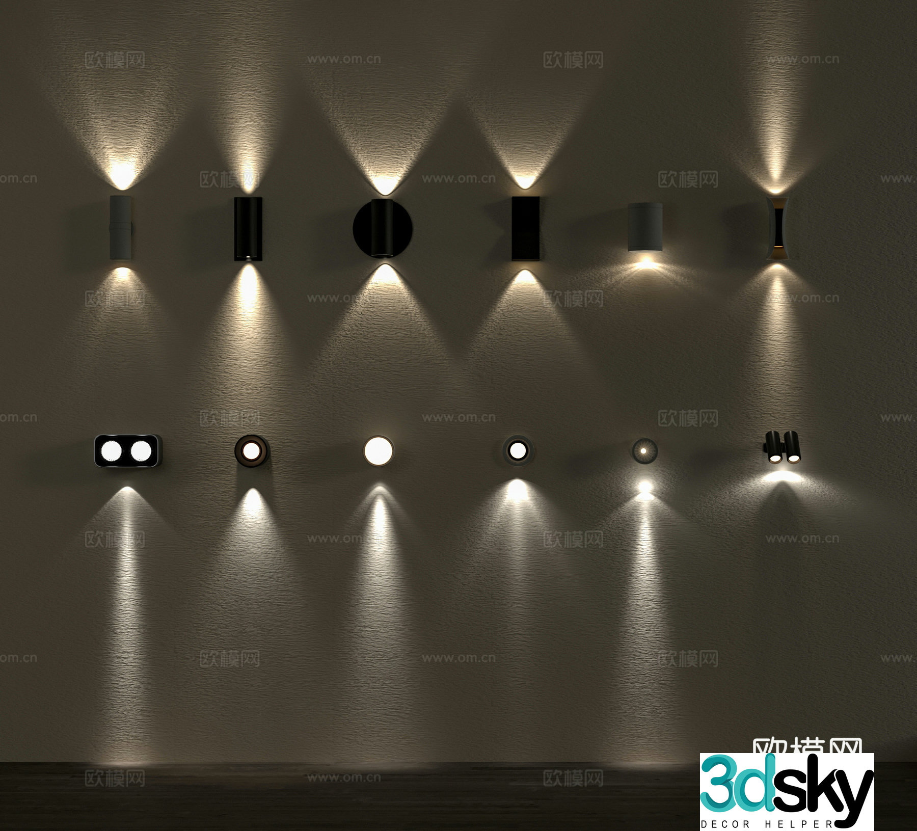 Modern lamp combination IES light source lamp downlight spotlight wall lamp wall washing lamp 3d model