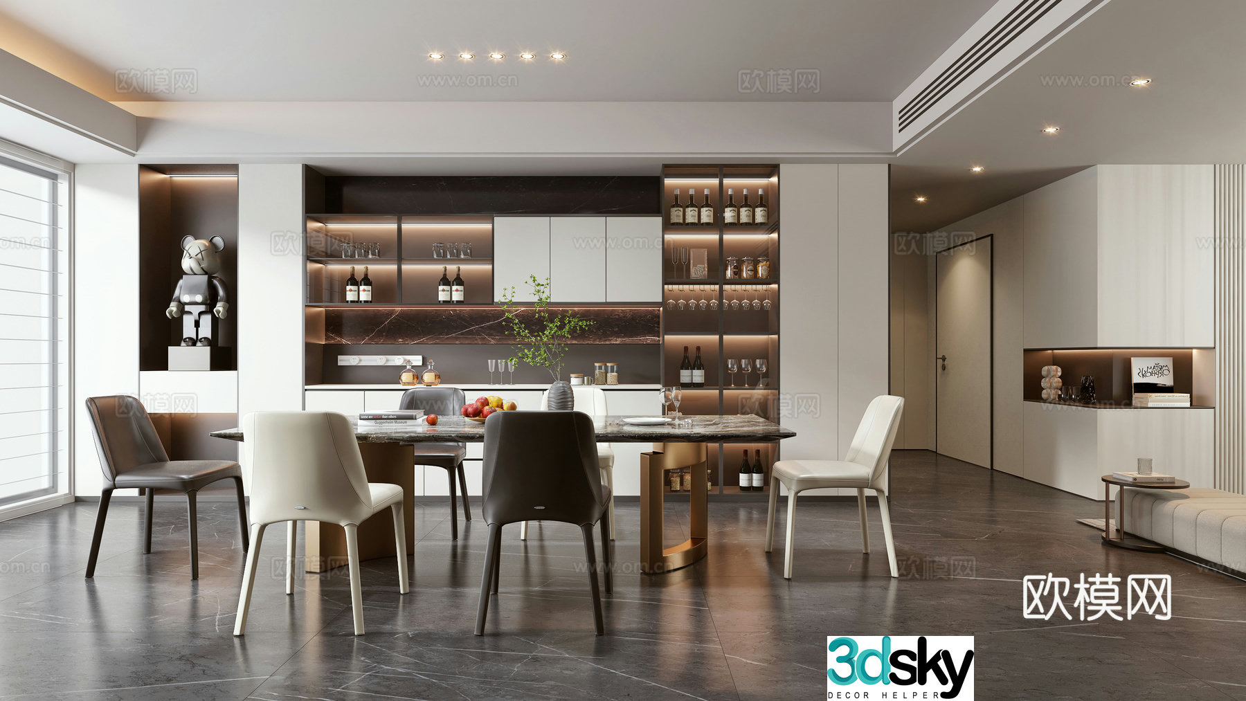 Modern light luxury restaurant 3D model