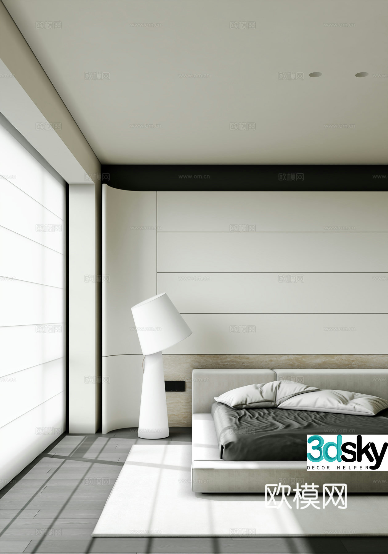 Modern minimalist bedroom 3d model