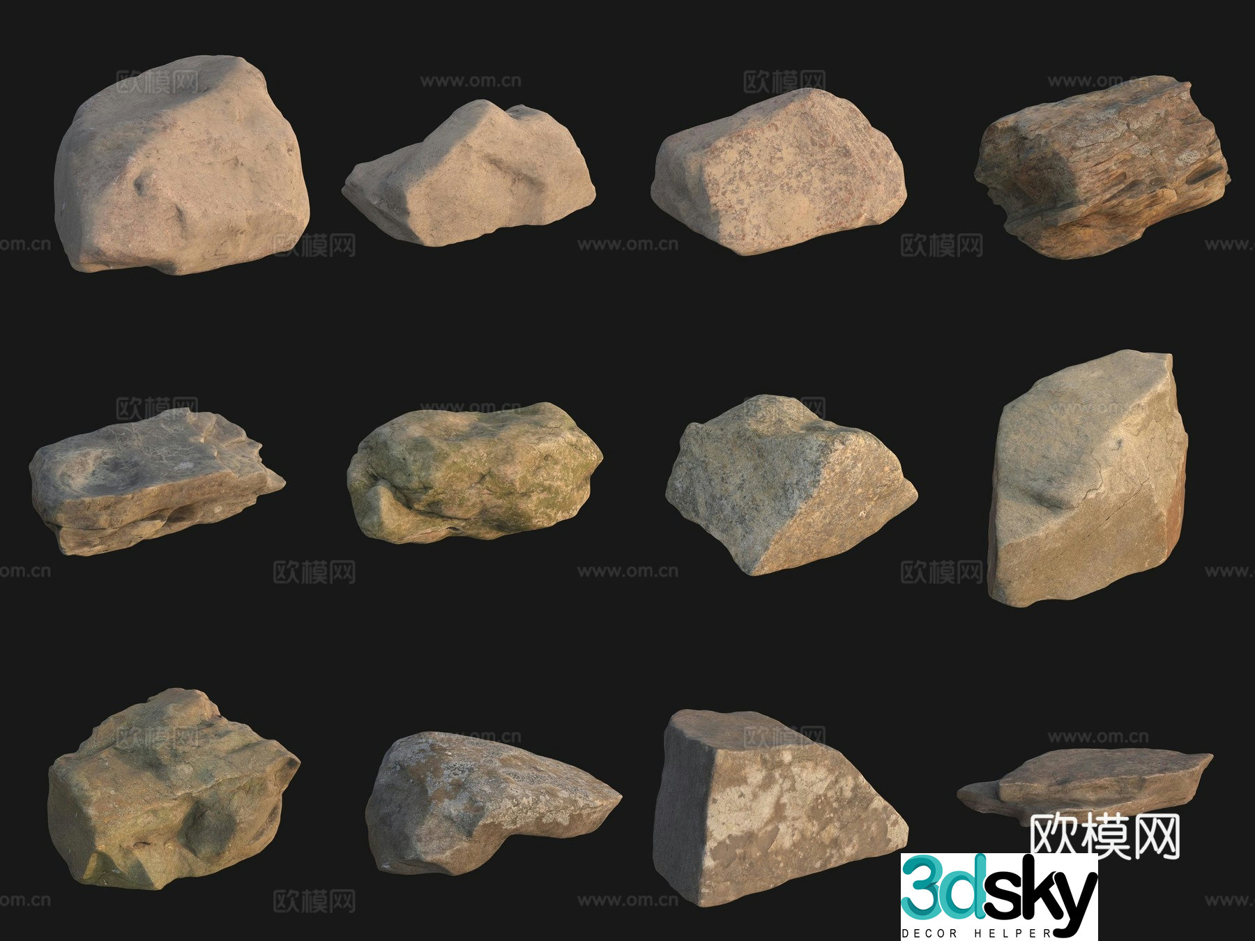 Rock big stone big stone pile 3d model