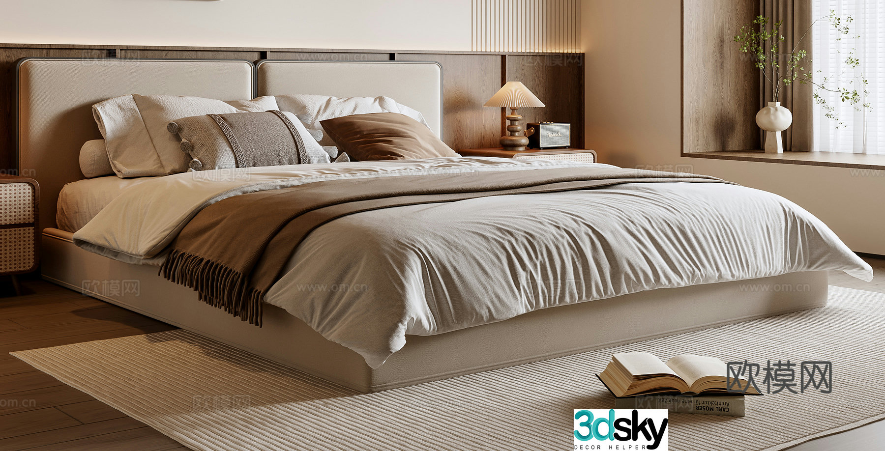 Middle-aged double bed 3D model