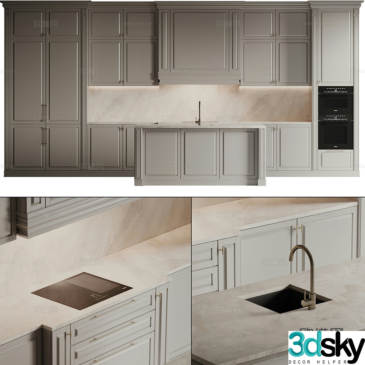 Modern American simple cabinet 3d model