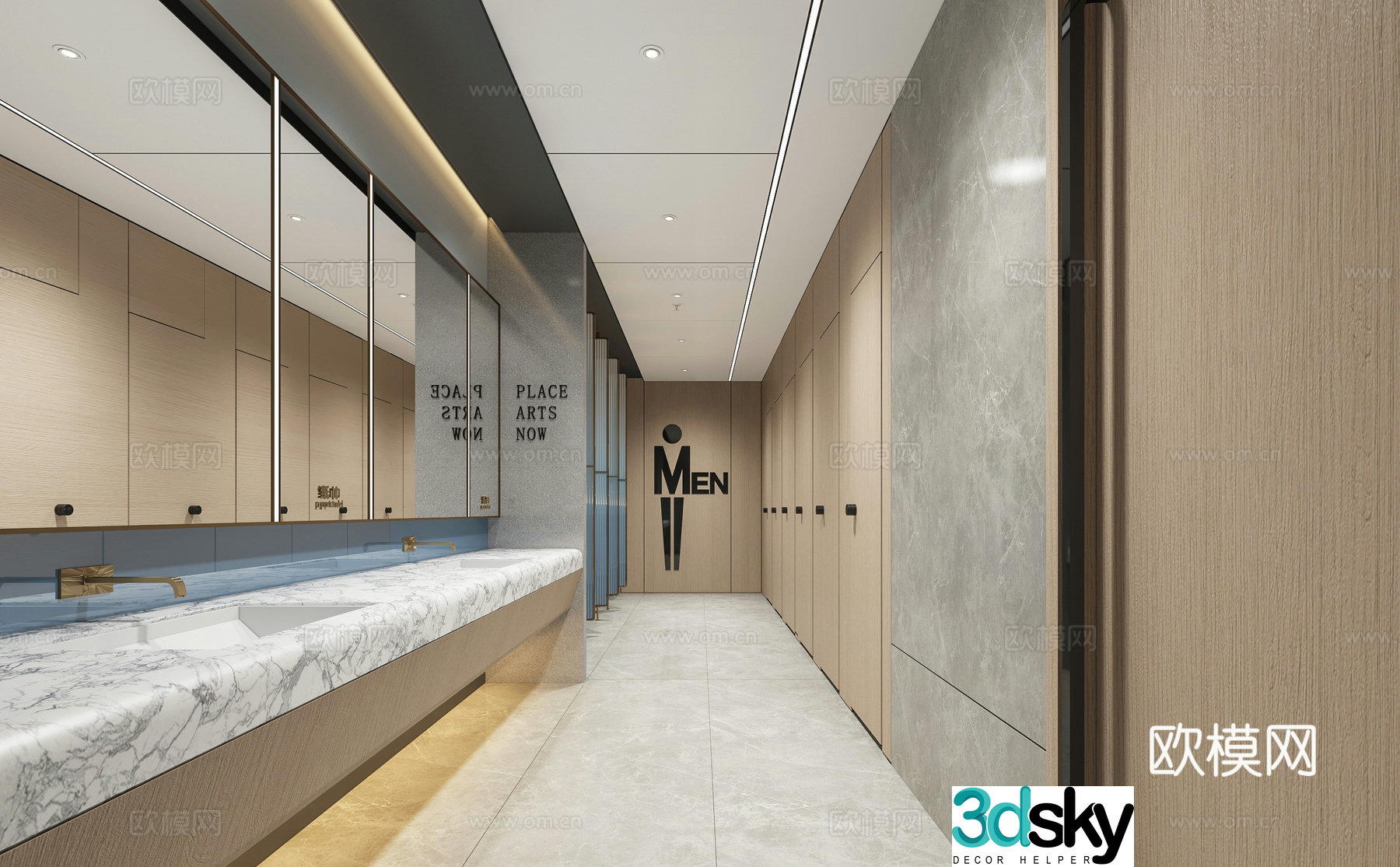 Modern public bathroom 3d model