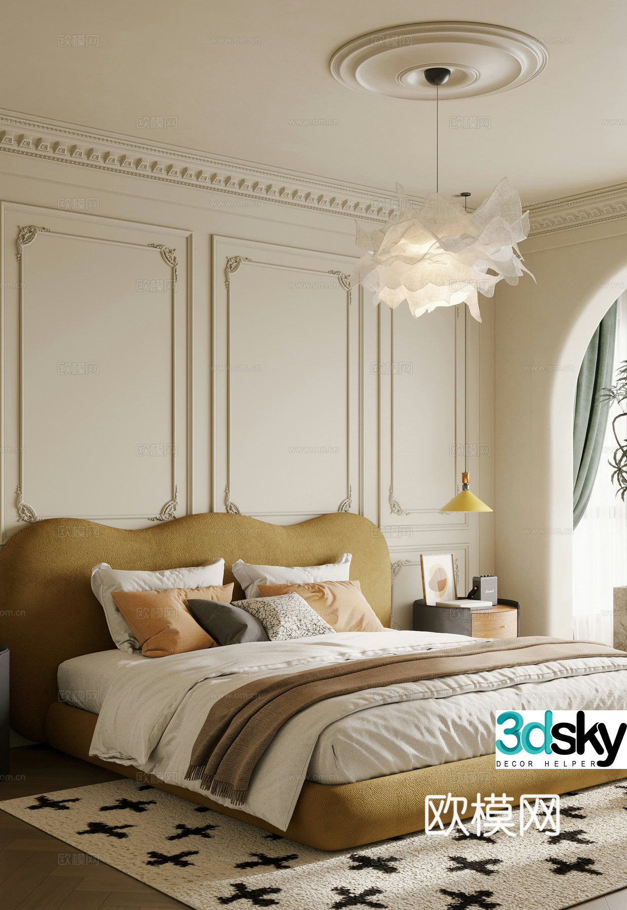 French cream home bedroom bay window bedroom master bedroom second bedroom advanced gray bedroom 3d model
