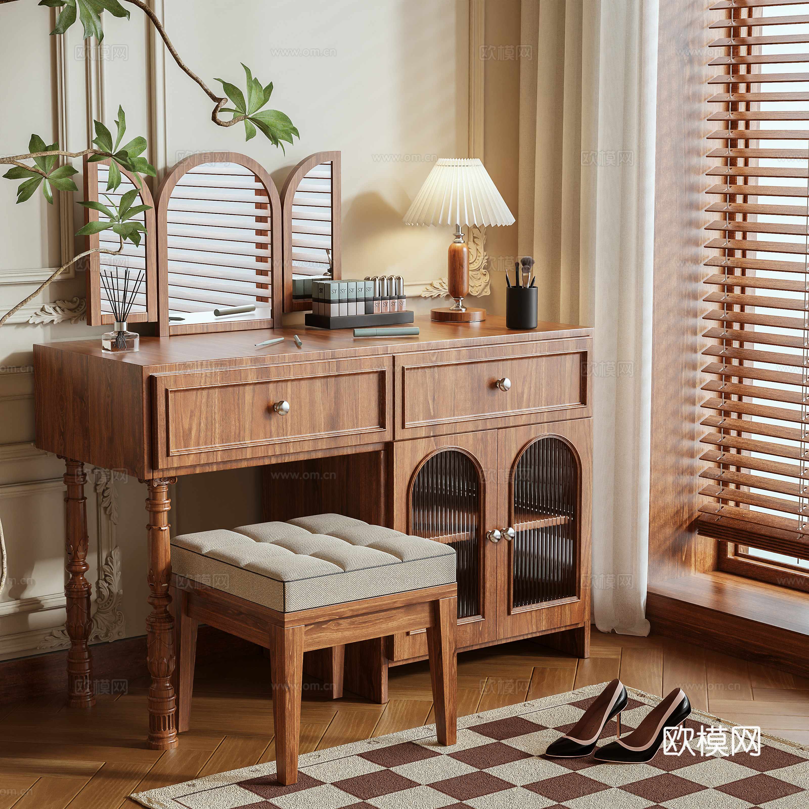 Log style dressing table 3d model