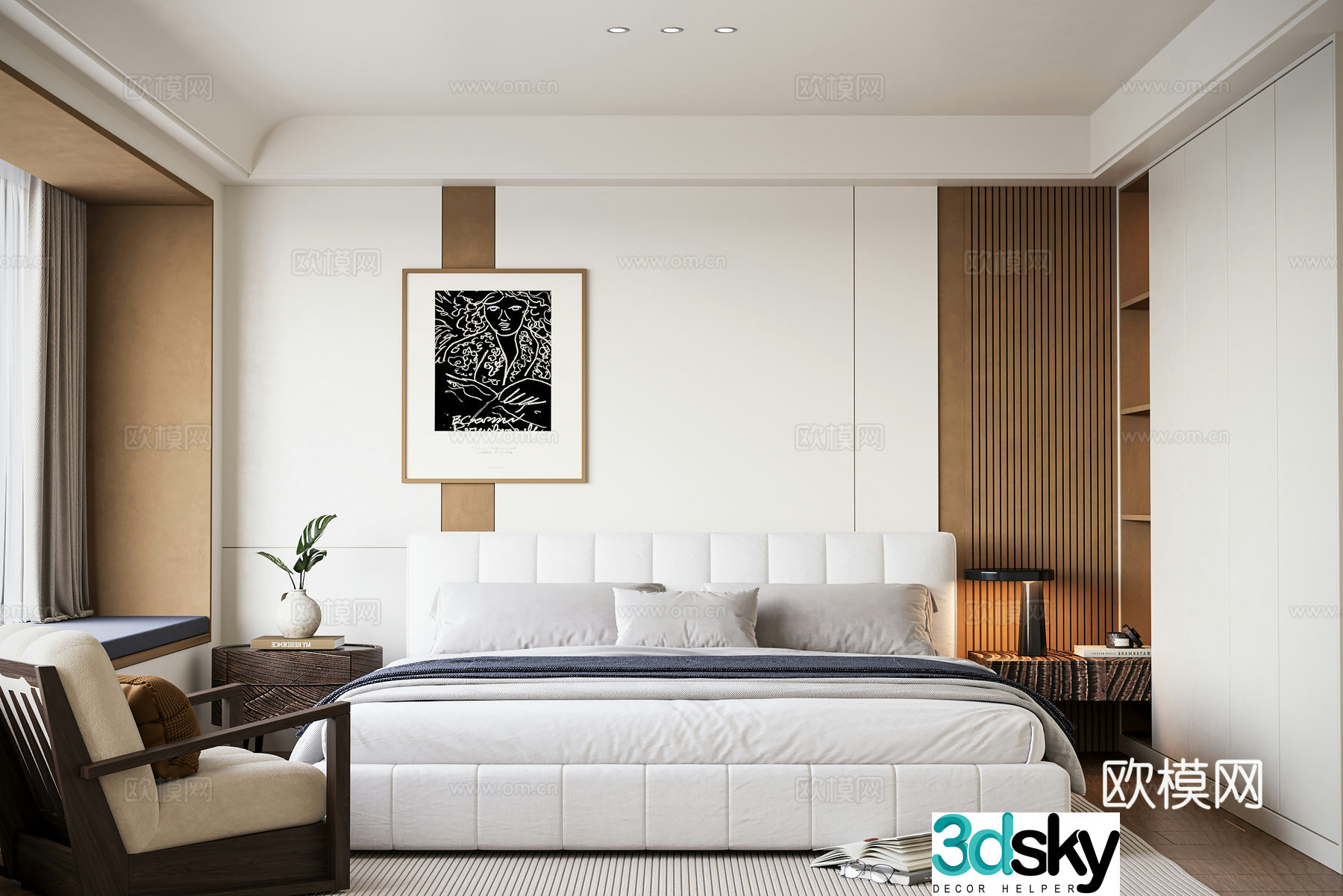 Modern medieval bedroom 3d model