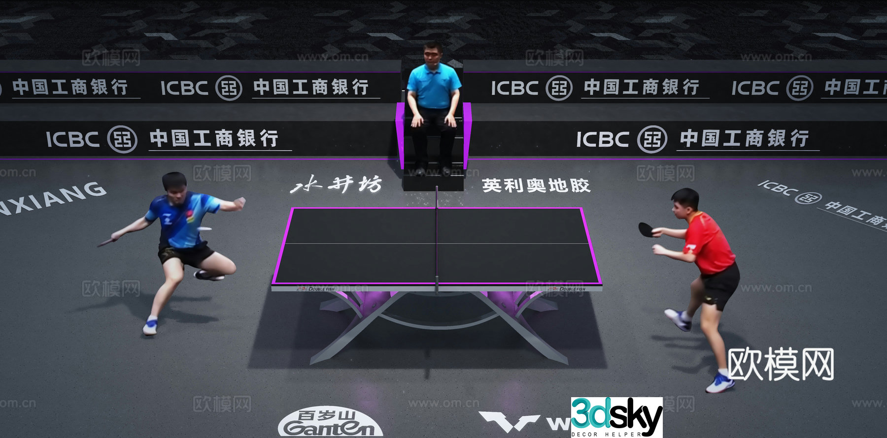 Table tennis table table tennis man 3d model