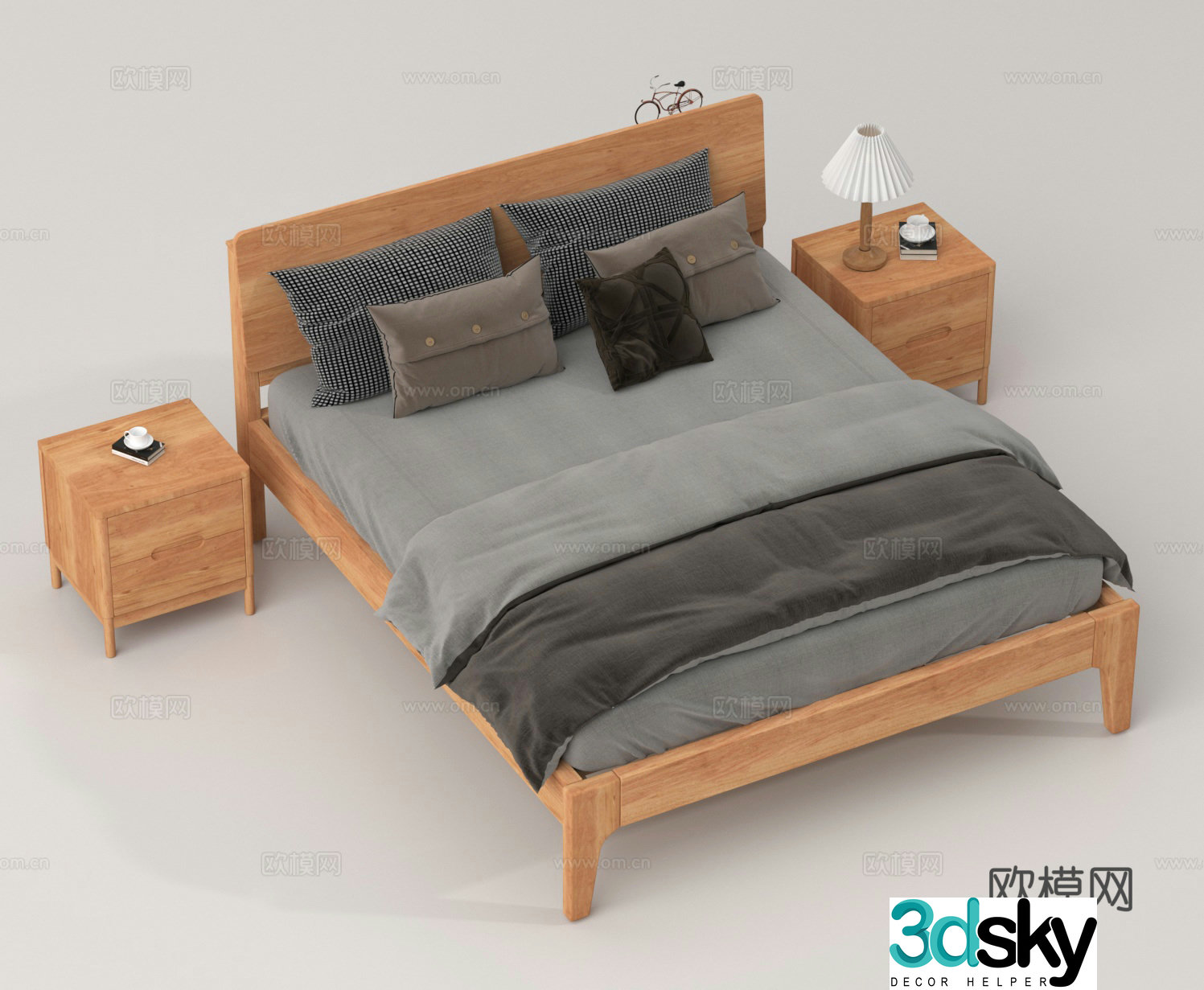Double bed nightstand 3d model