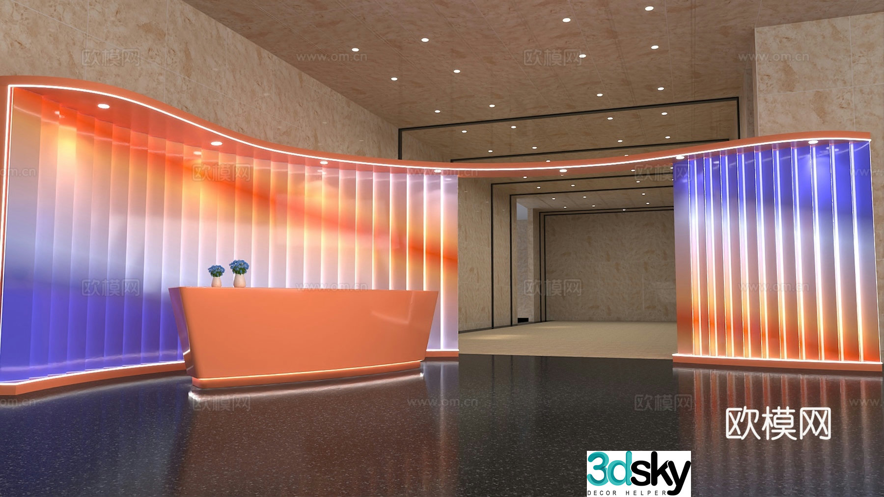 3D model of technology annual meeting door sign-in wall