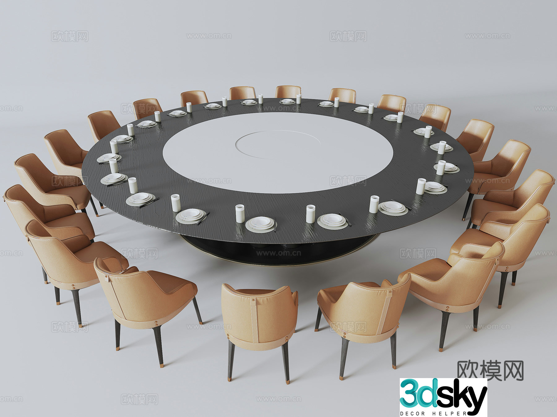 New Chinese private room dining table 3D model