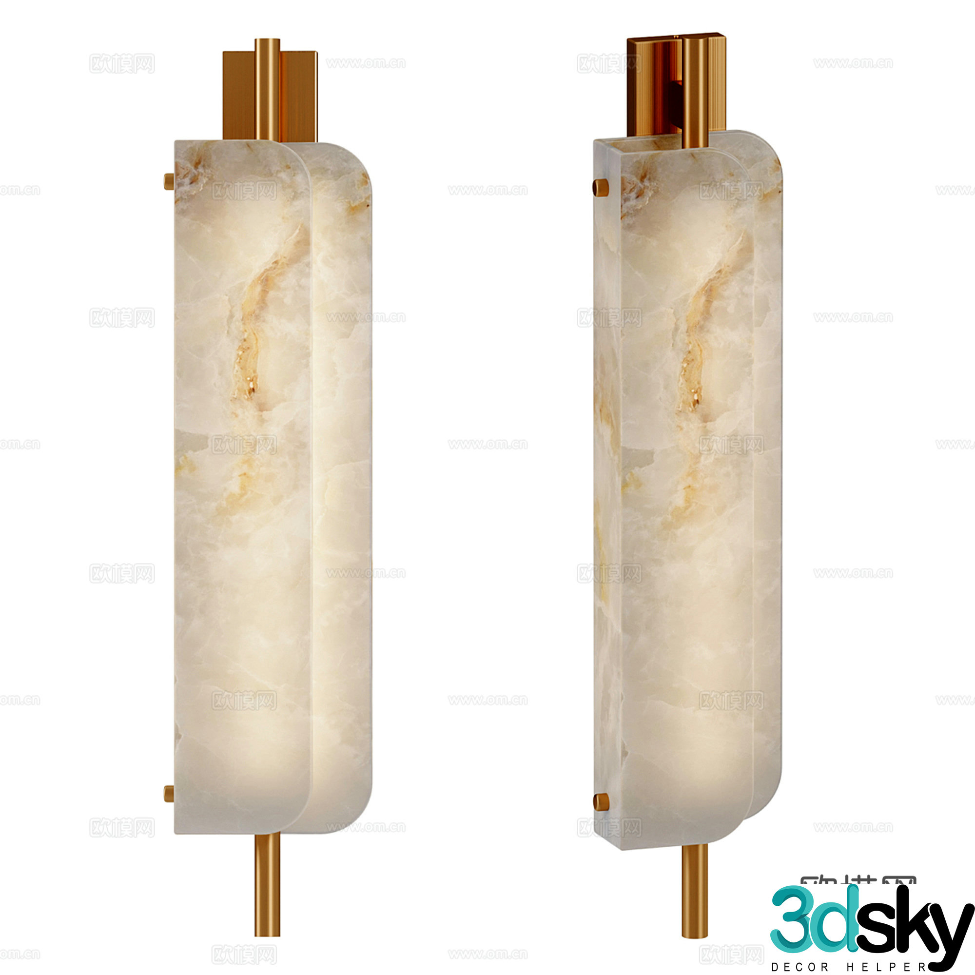 Light luxury stone wall lamp 3D model