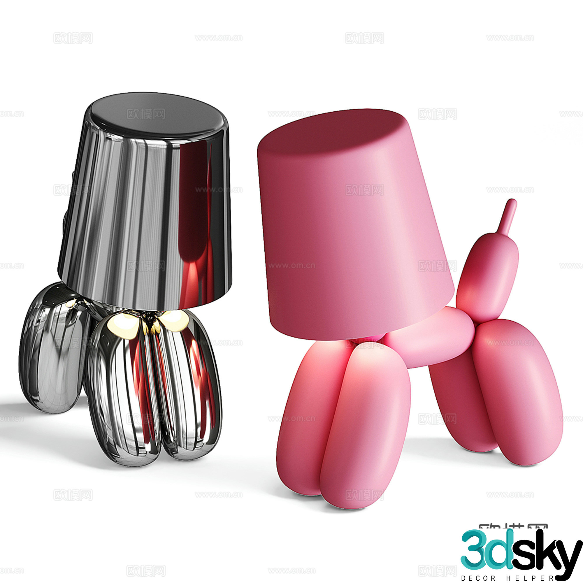 Modern balloon dog table lamp collection 3d model