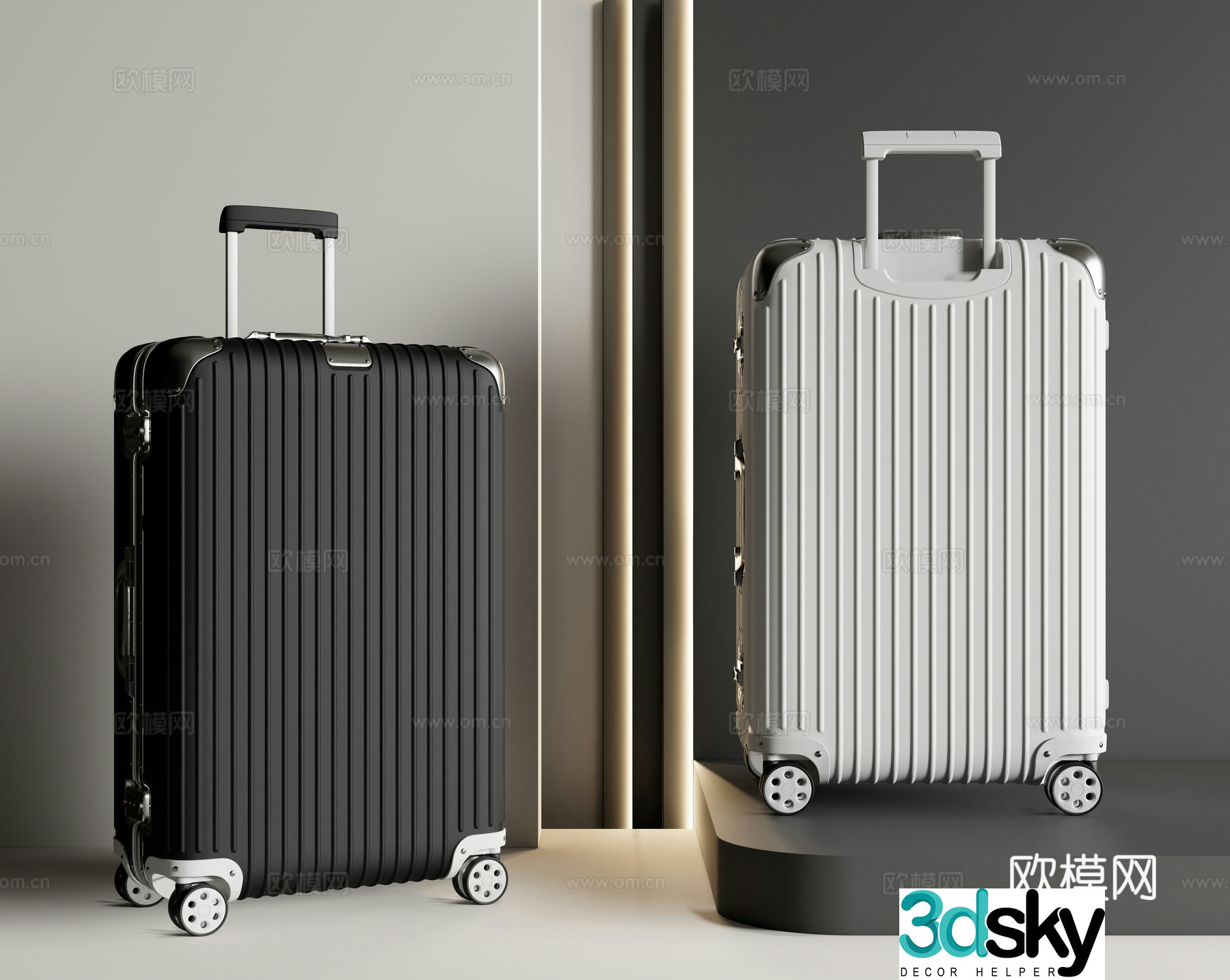 Modern suitcase trolley suitcase suitcase 3d model