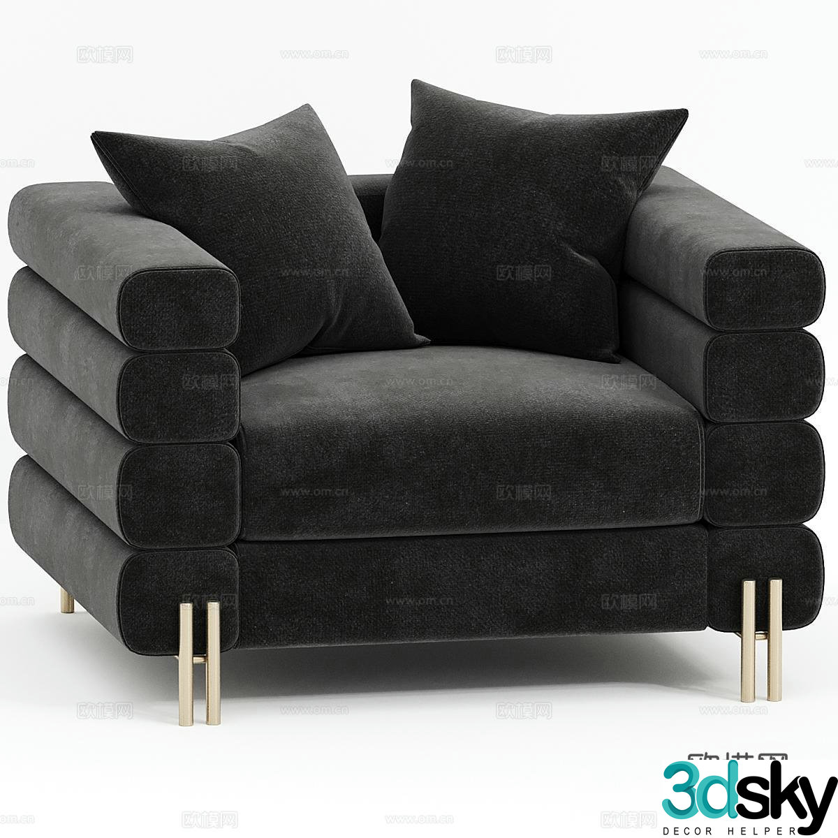 EICHHOLTZ Modern minimalist sofa chair Fabric sofa chair Leisure chair 3d model