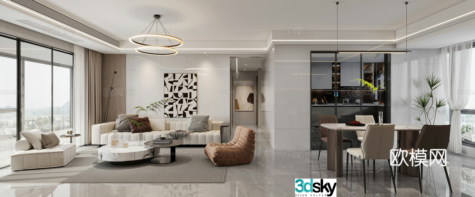 Modern living room TV background wine cabinet shoe cabinet Buddha niche cabinet 3d model