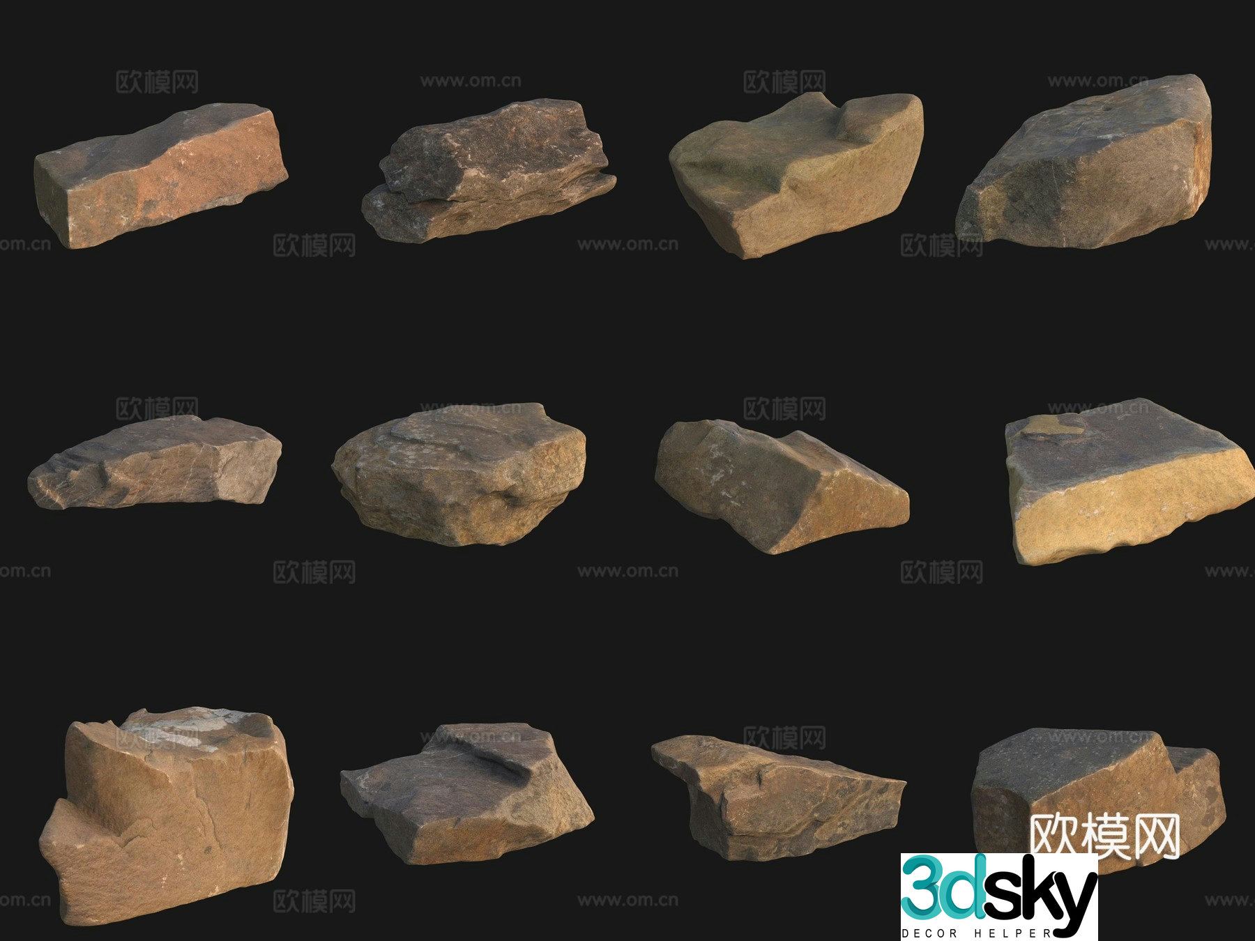 Rock big stone big stone pile 3d model
