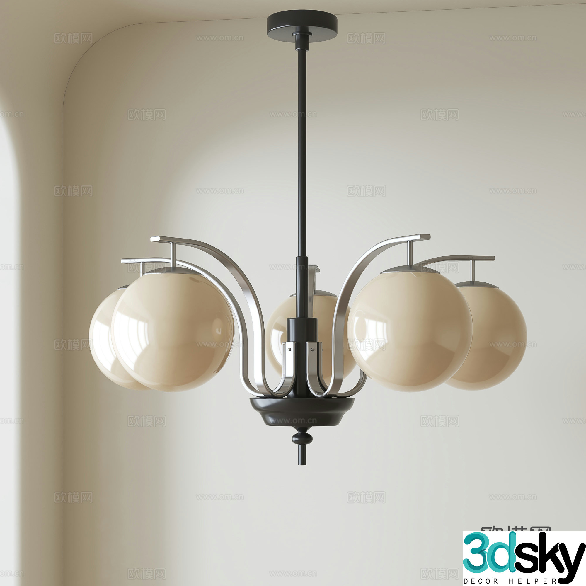 Nordic medieval style chandelier 3d model